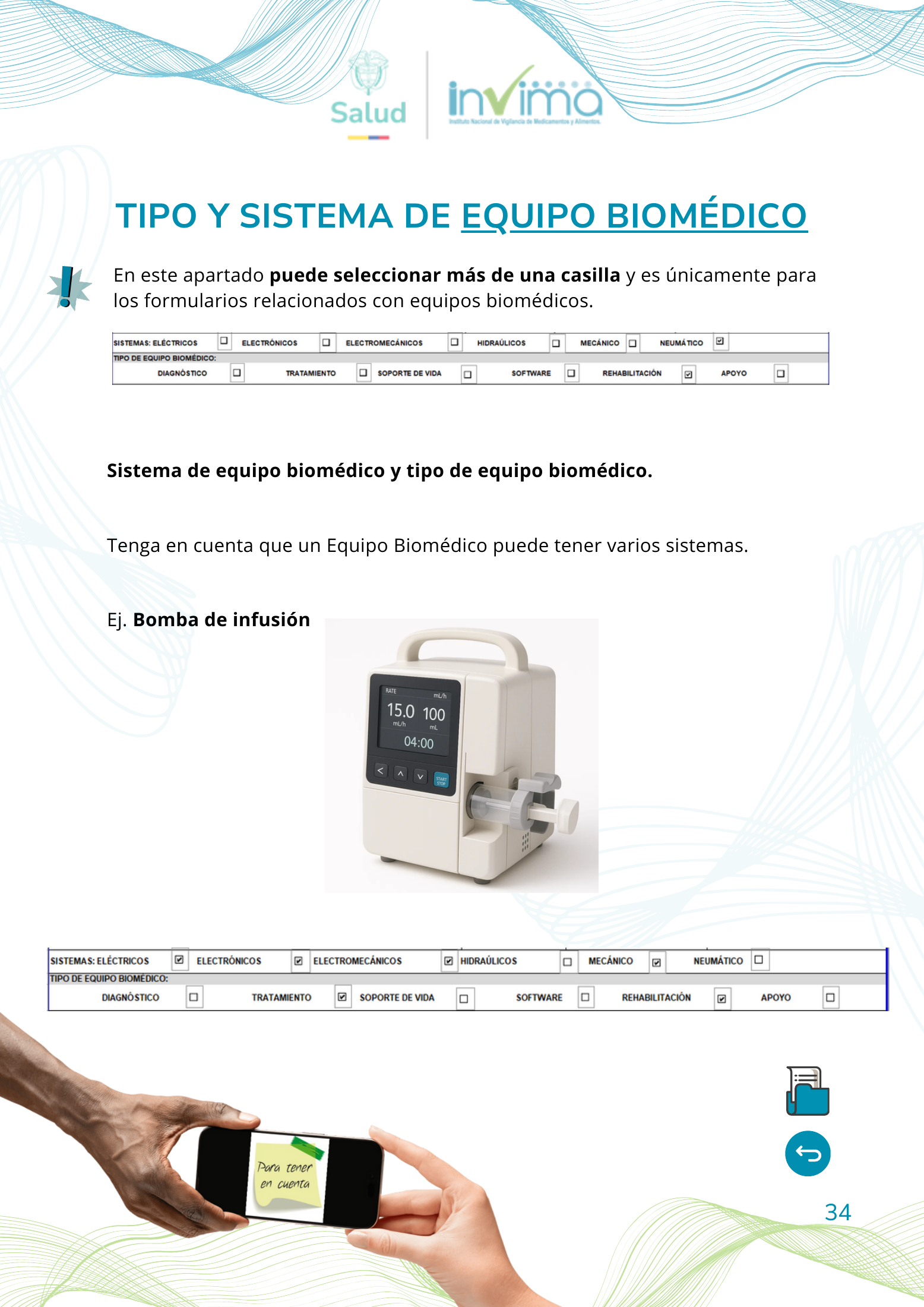 INVIMA device form-completion booklet (2025) — original complete physical PDF page 34; original image governs.