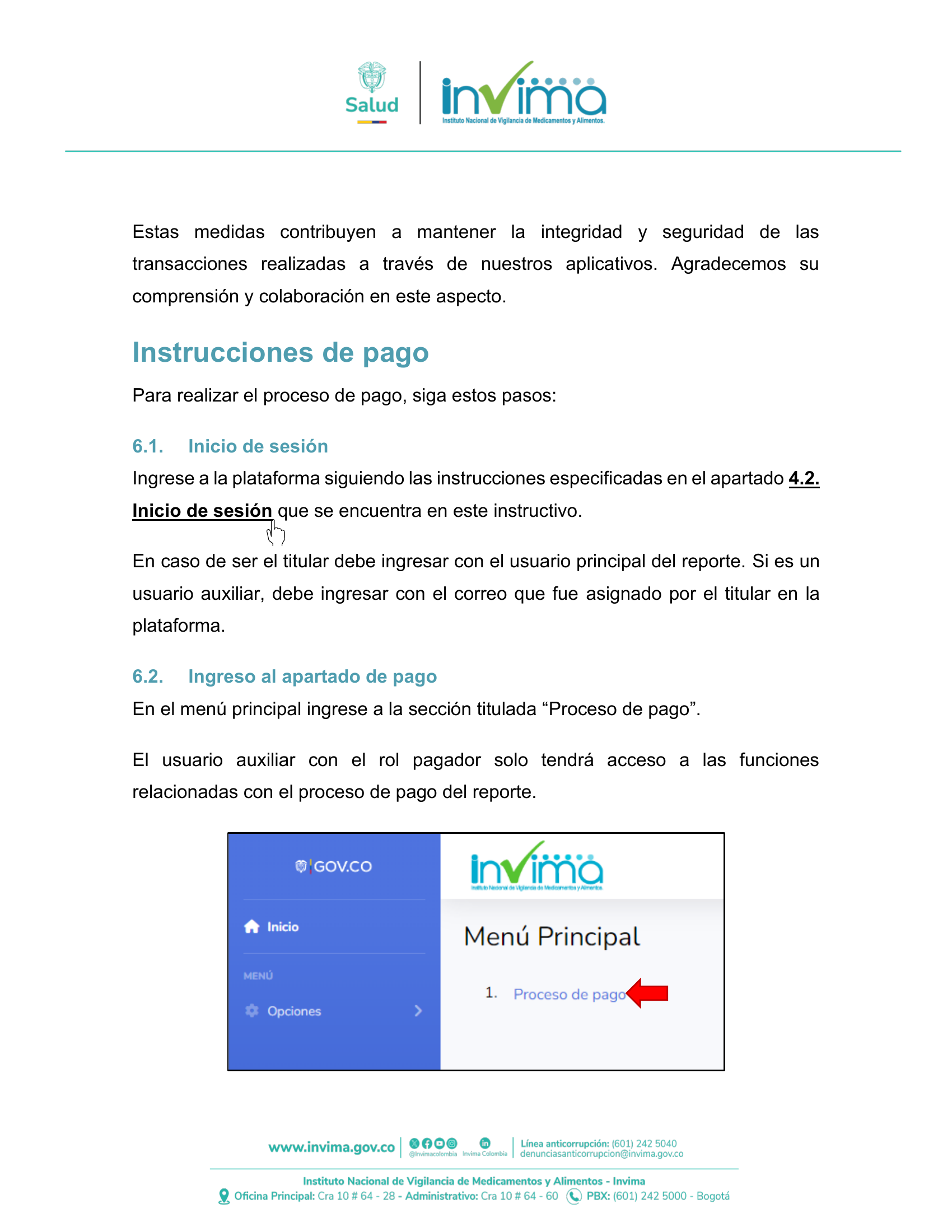 INVIMA semantic-standard reporting instructions V6 (July 2026) — original complete physical PDF page 43; original image governs.