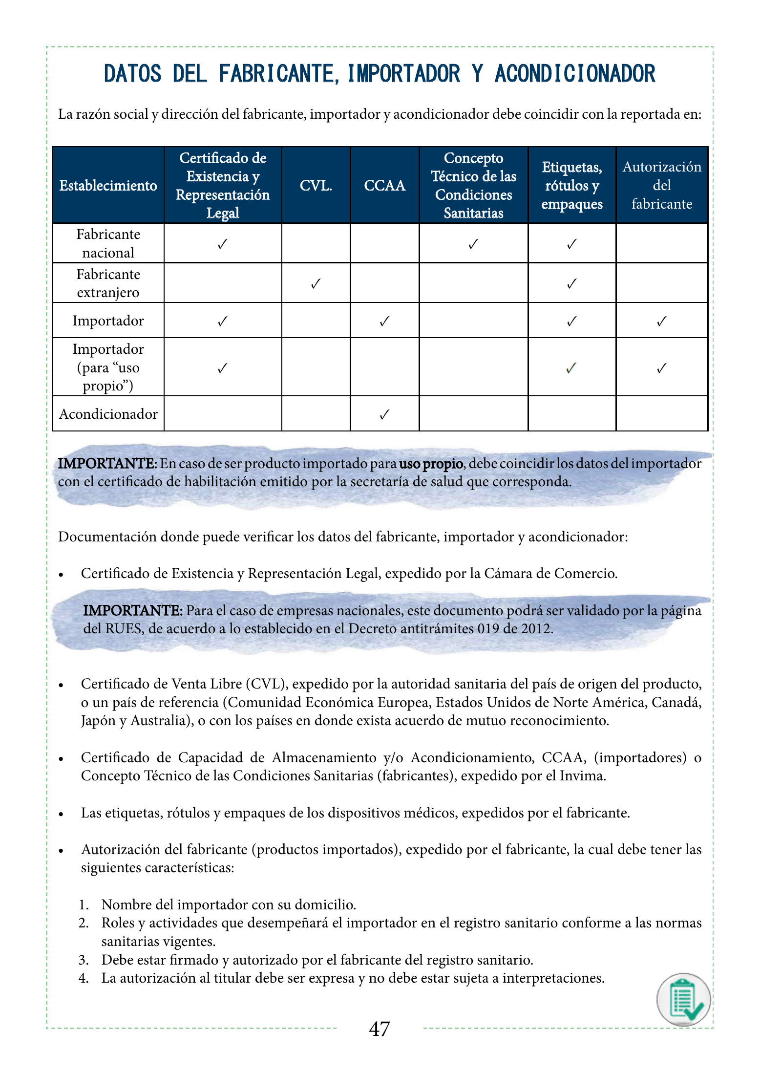 INVIMA 2022 device form-completion booklet — original complete physical PDF page 47; original image governs.