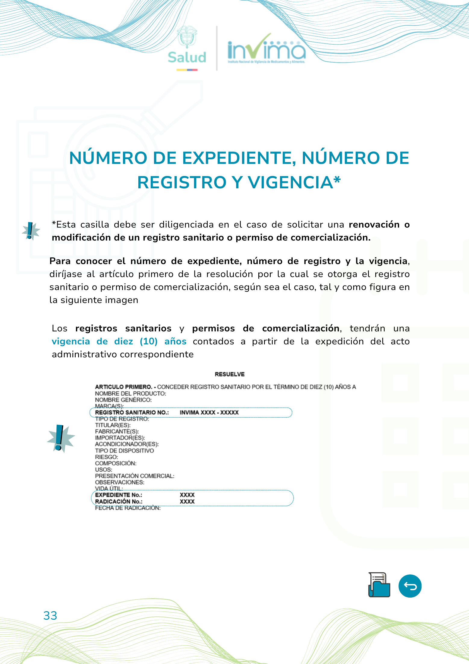 INVIMA device form-completion booklet (2025) — original complete physical PDF page 33; original image governs.