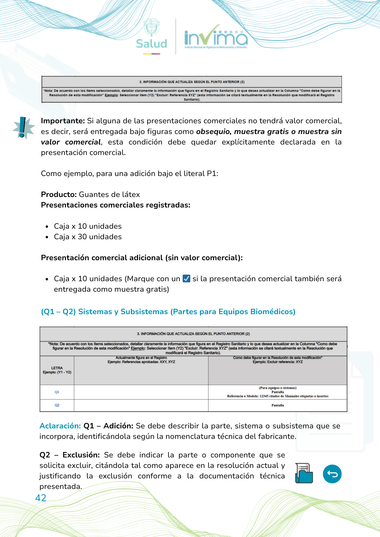 INVIMA device form-completion booklet (2025) — original complete physical PDF page 42; original image governs.