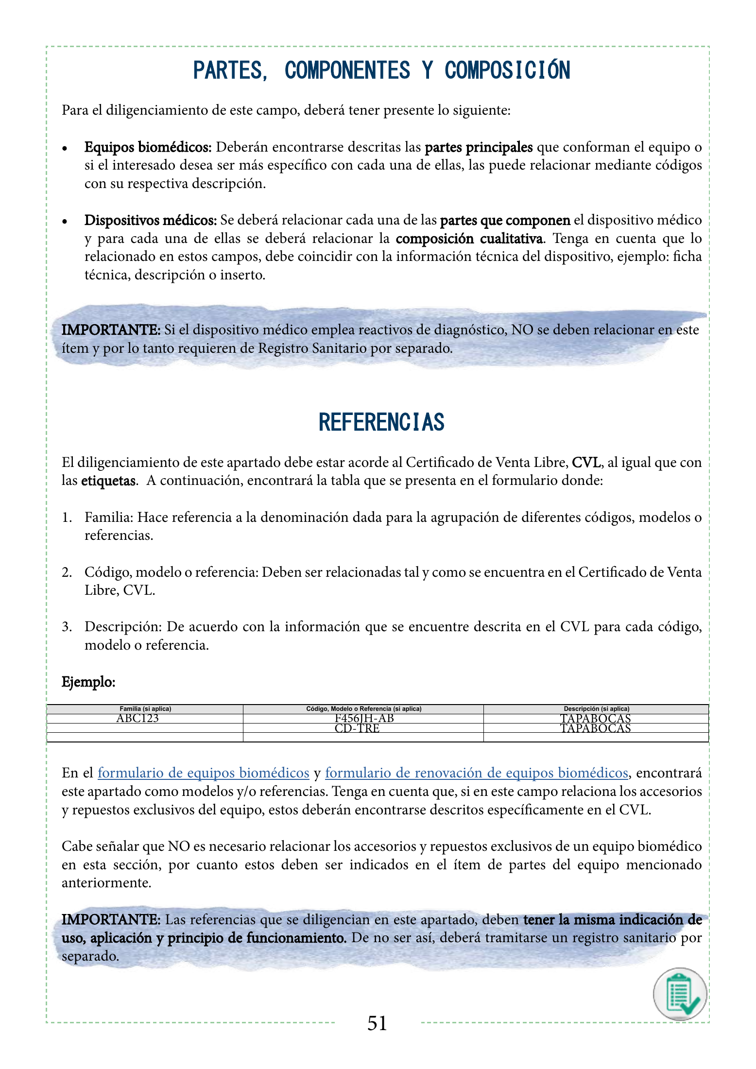 INVIMA 2022 device form-completion booklet — original complete physical PDF page 51; original image governs.