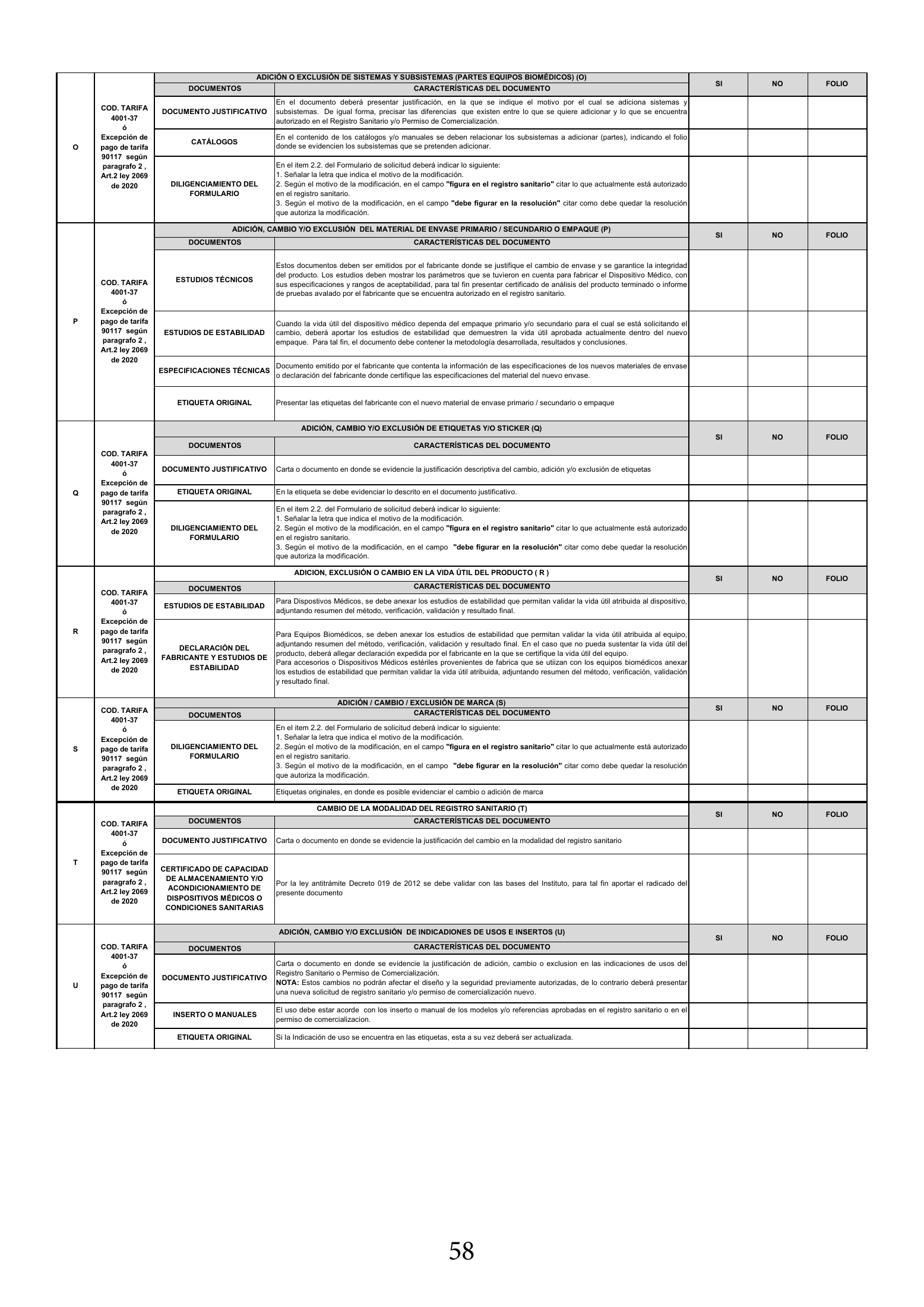 INVIMA 2022 device form-completion booklet — original complete physical PDF page 58; original image governs.