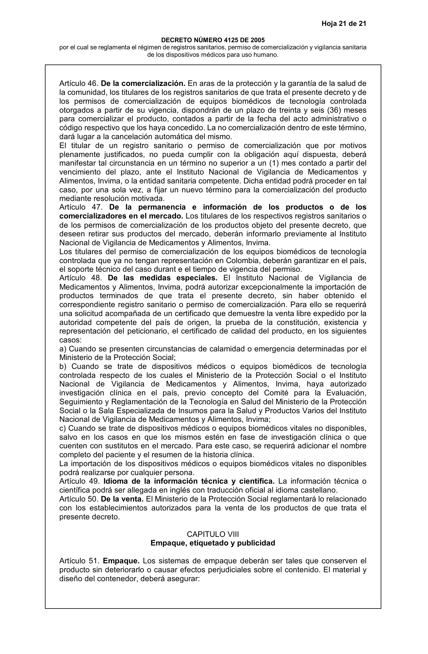 Decreto 4725/2005 — complete original expression — original complete physical PDF page 21; original image governs.