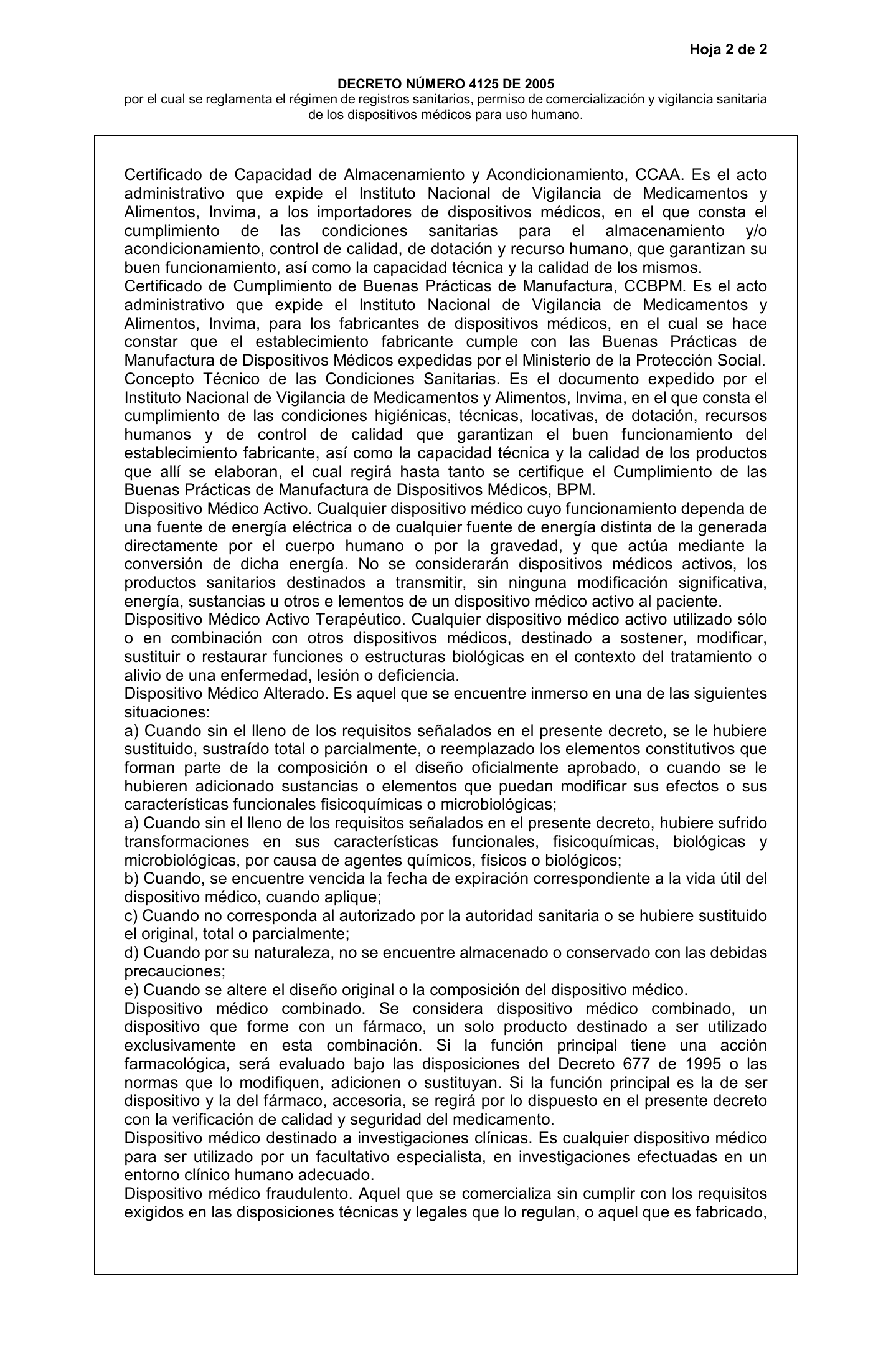 Decreto 4725/2005 — complete original expression — original complete physical PDF page 2; original image governs.