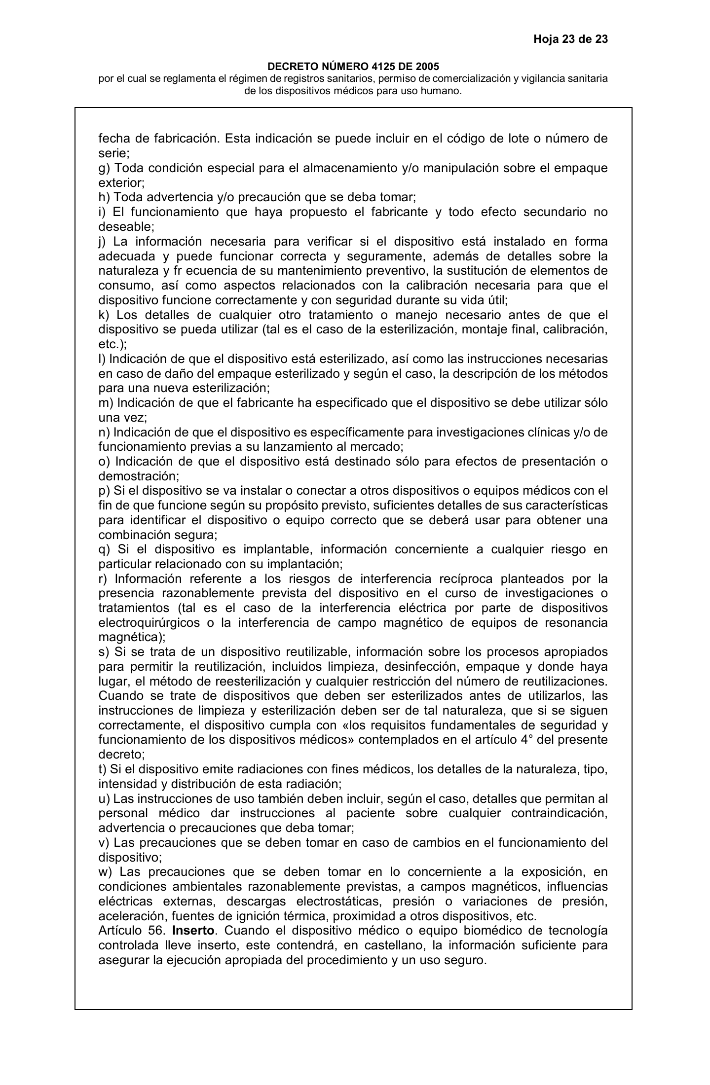 Decreto 4725/2005 — complete original expression — original complete physical PDF page 23; original image governs.