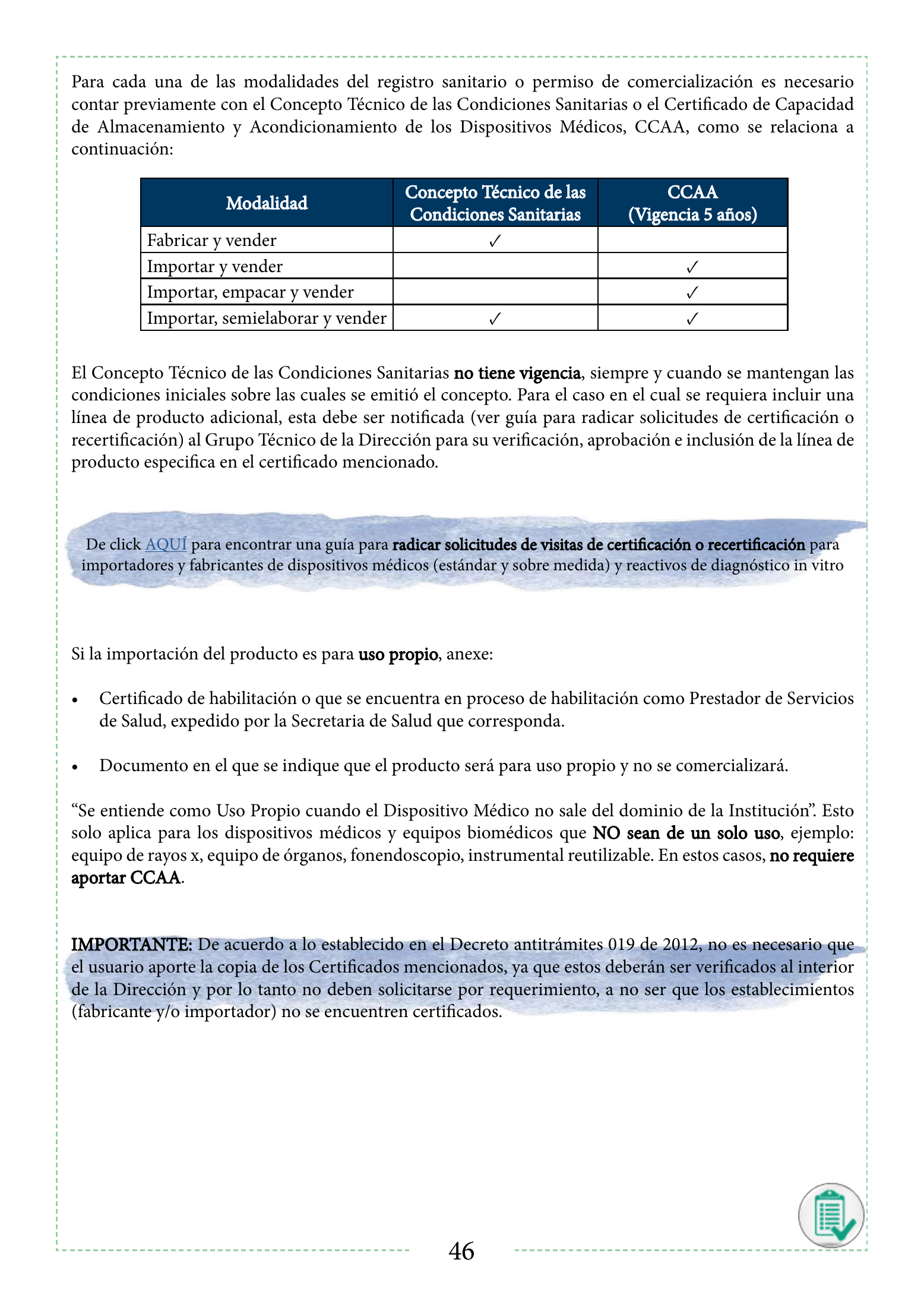INVIMA 2022 device form-completion booklet — original complete physical PDF page 46; original image governs.