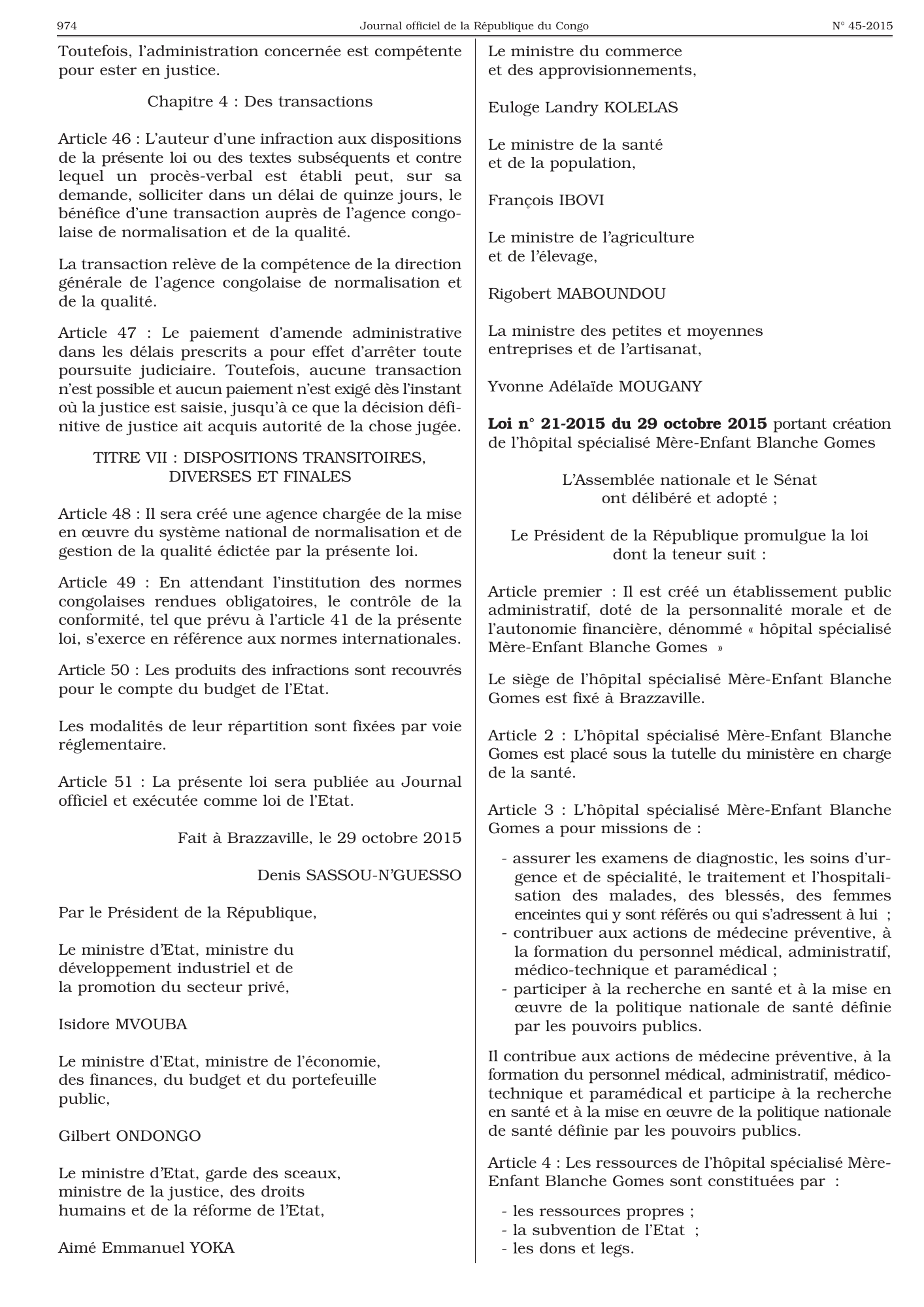 Loi n° 20-2015 du 29 octobre 2015 — official PDF page 38; original table columns, symbols and diagram connections