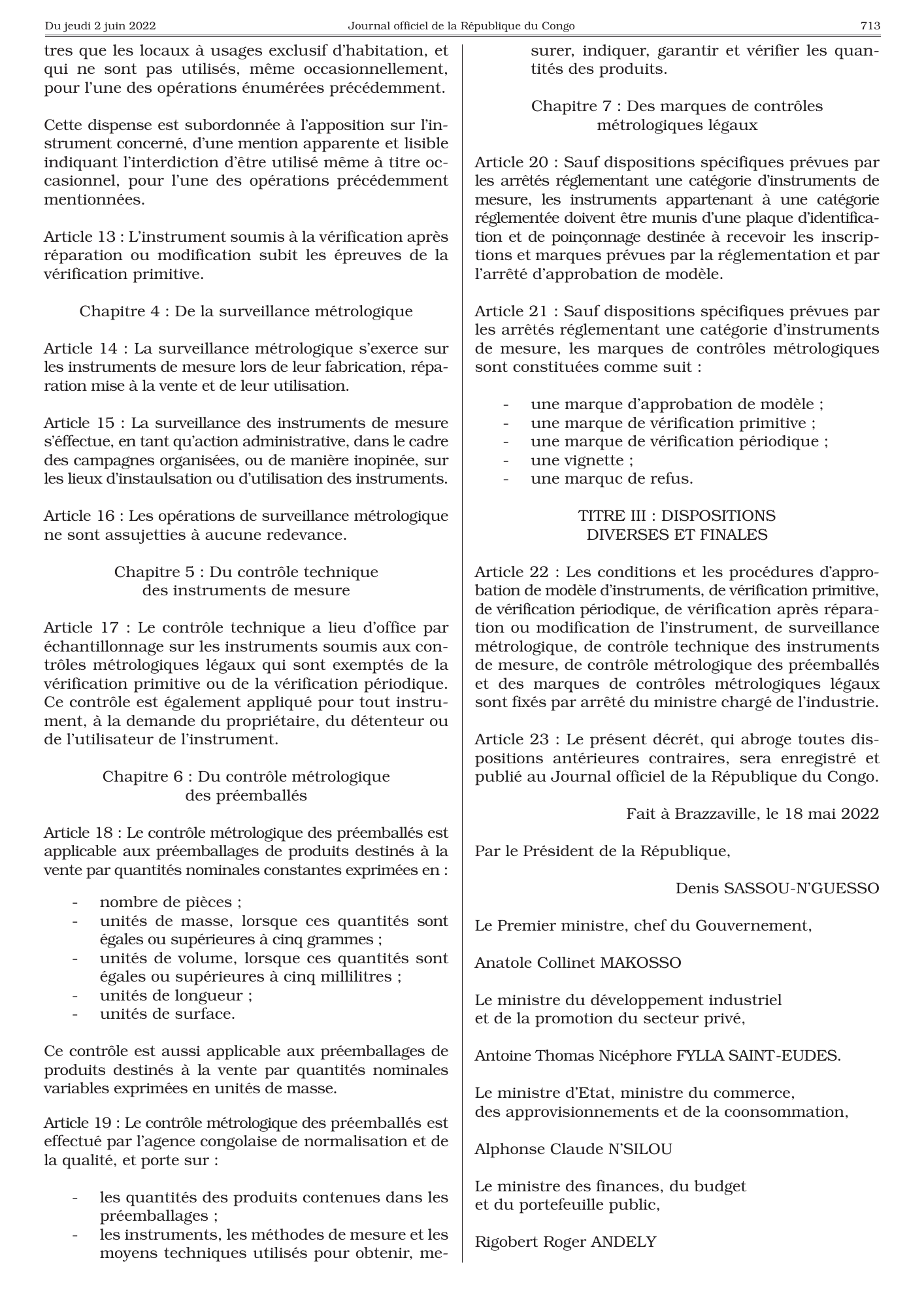 Décret n° 2022-261 du 18 mai 2022 — official PDF page 17; original table columns, symbols and diagram connections