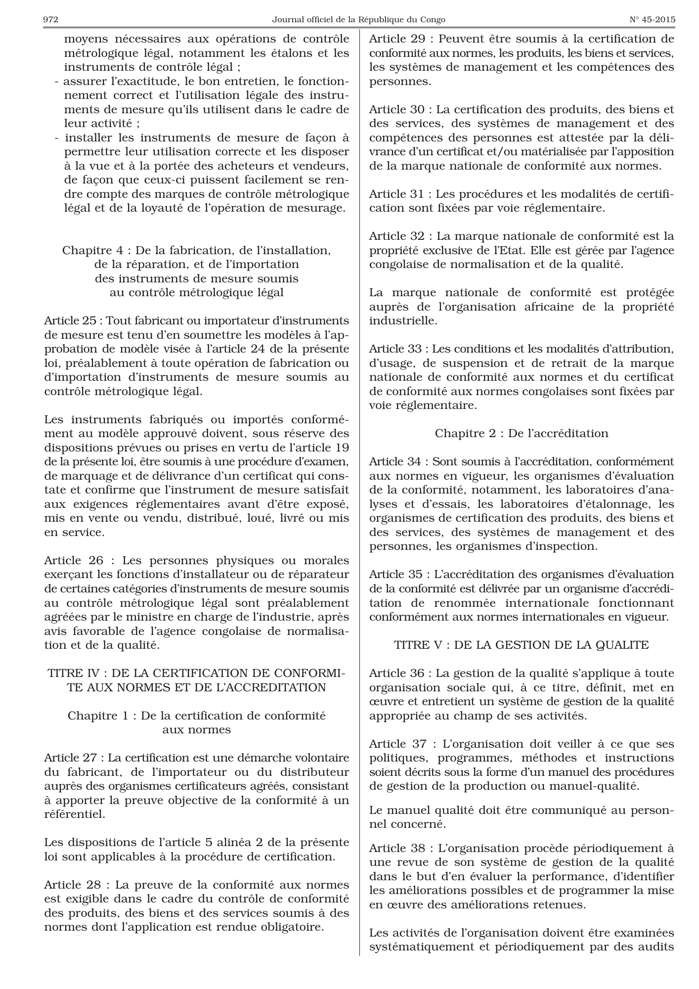Loi n° 20-2015 du 29 octobre 2015 — official PDF page 36; original table columns, symbols and diagram connections
