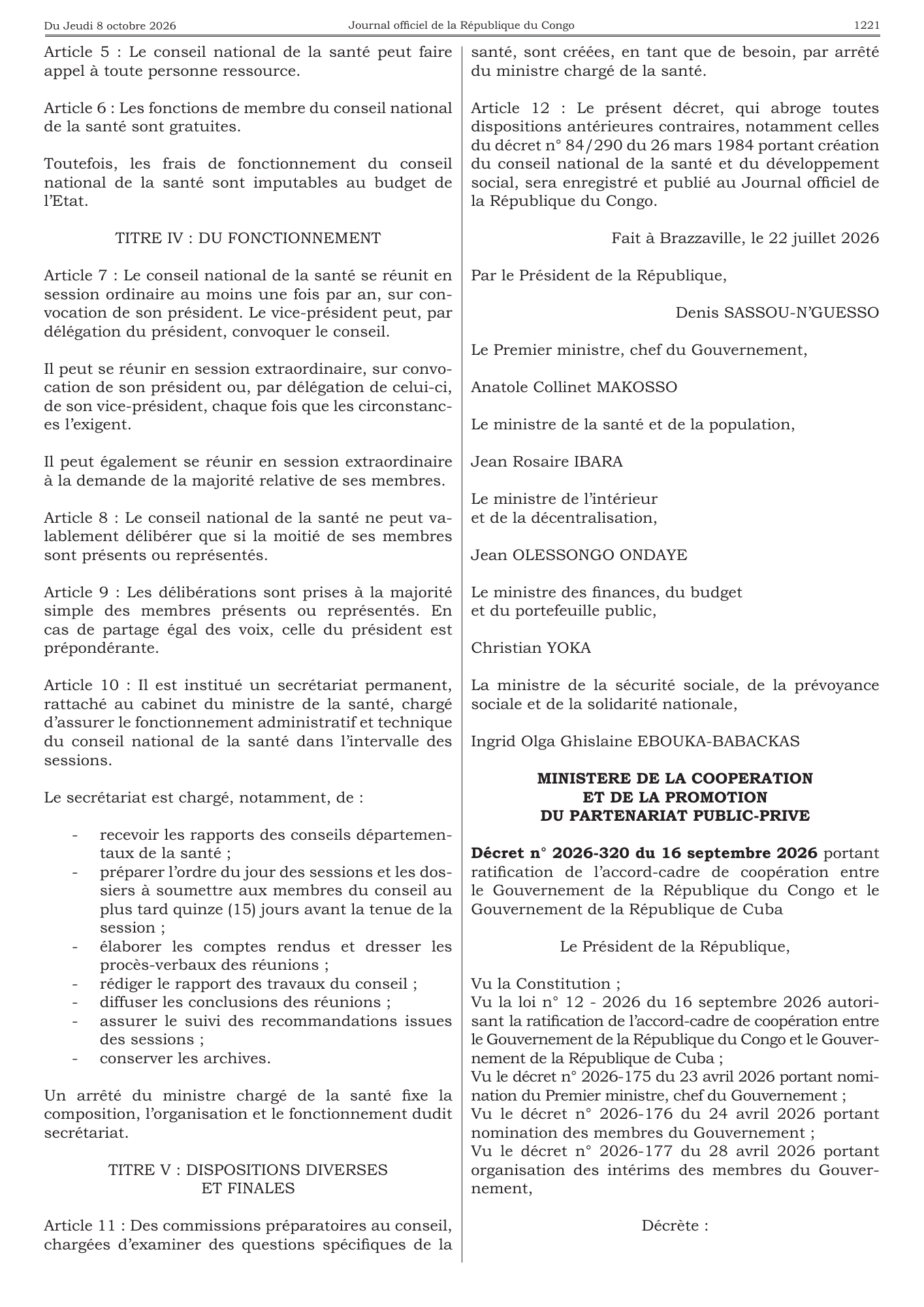 Décret n° 2026-255 du 22 juillet 2026 — official PDF page 6; original table columns, symbols and diagram connections