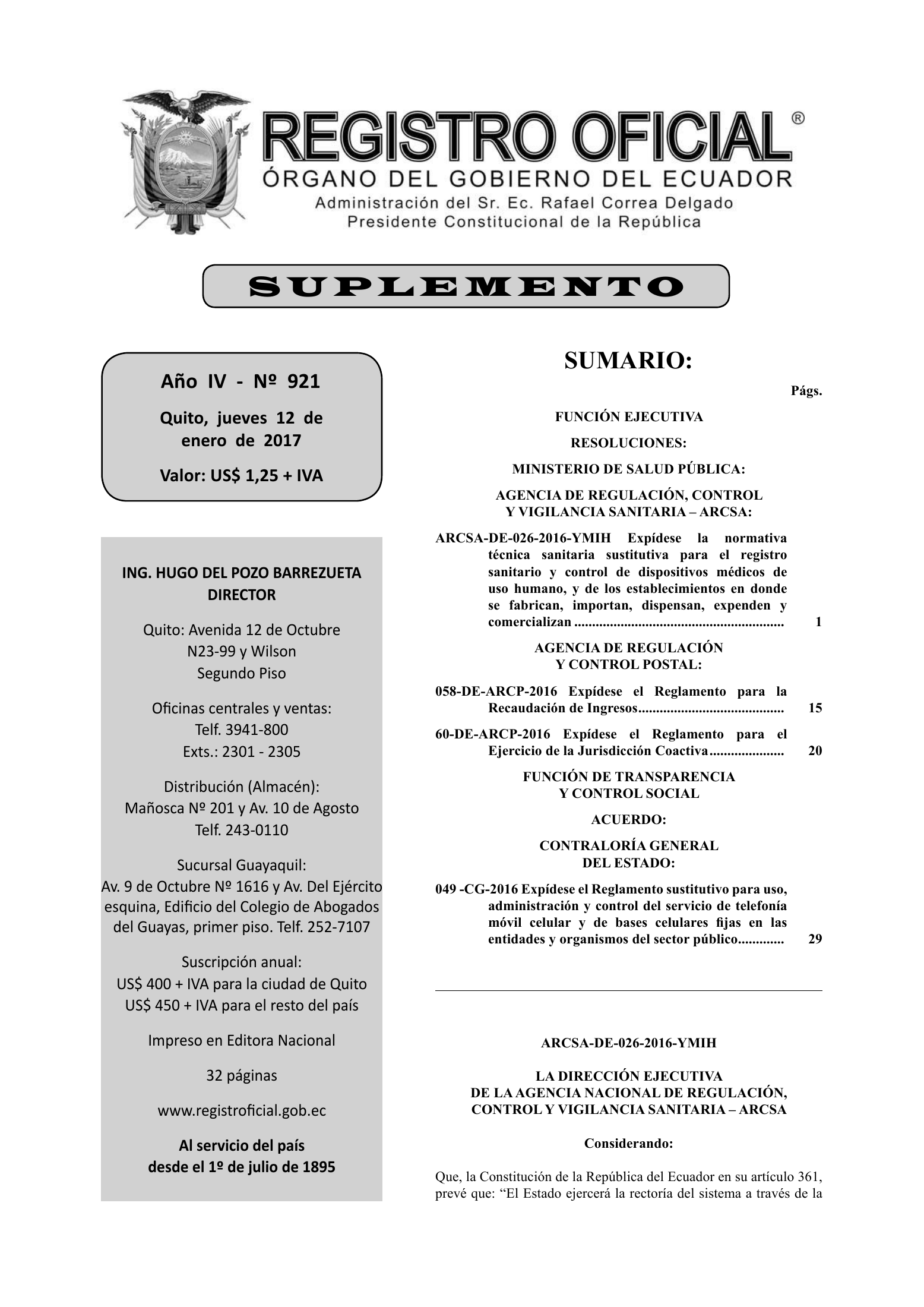 ARCSA-DE-026-2016-YMIH — complete original official PDF page 1; source image governs.