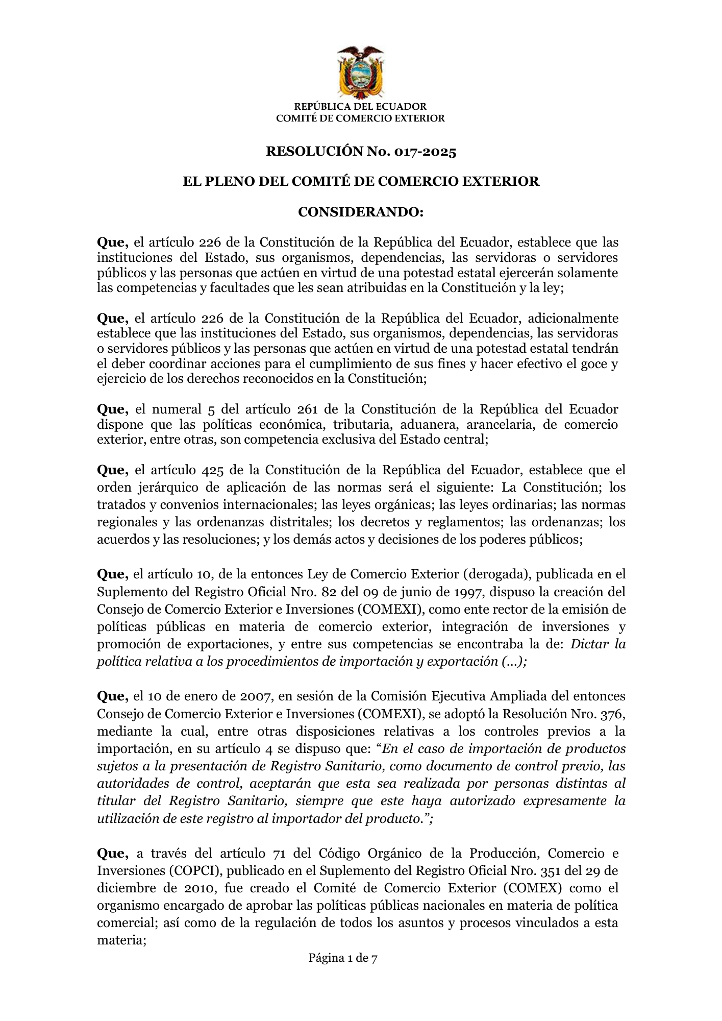 COMEX Resolution017-2025 — original PDF physical page 1