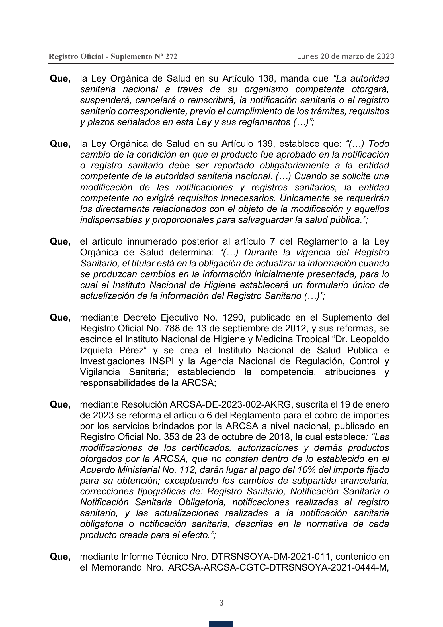 ARCSA-DE-2023-005-AKRG — official Gazette272 original — complete original official PDF page 3; source image governs.