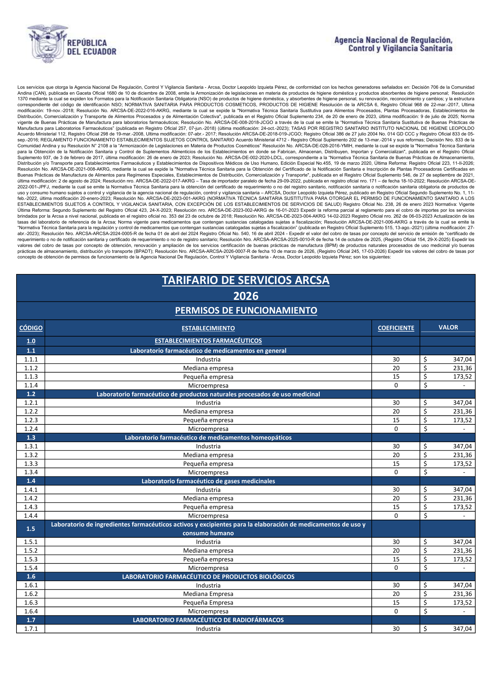 ARCSA2026tariff selected source — original PDF physical page 1