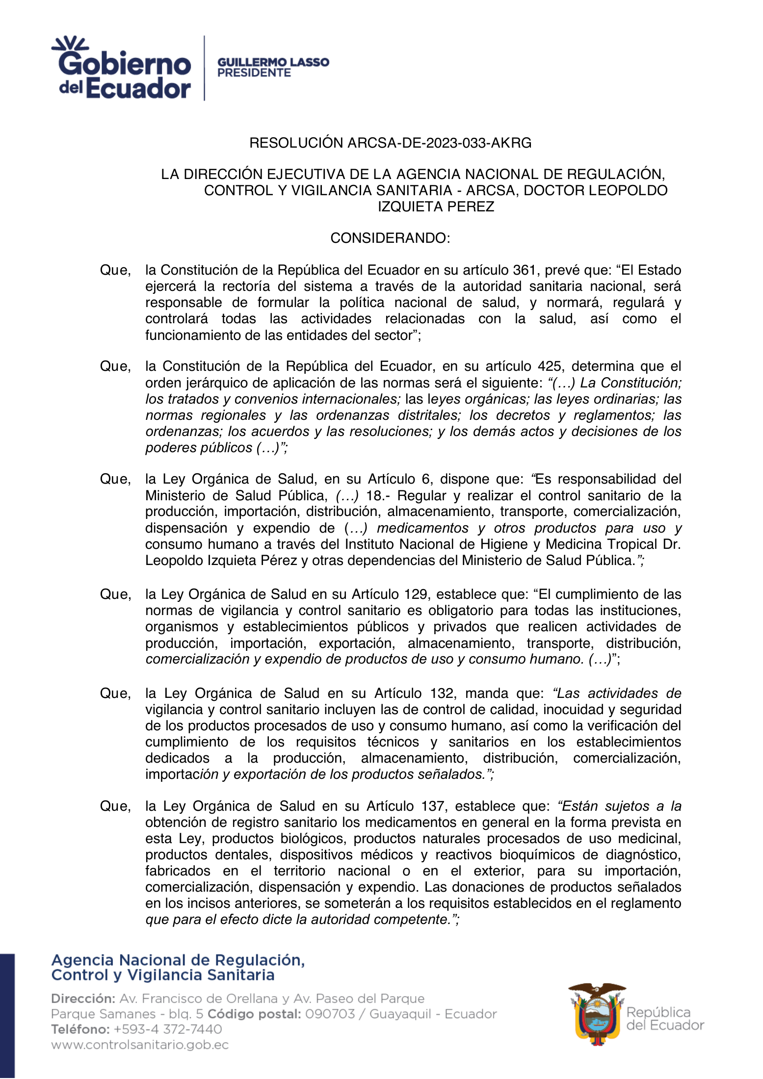 ARCSA-DE-2023-033-AKRG — complete original official PDF page 1; source image governs.