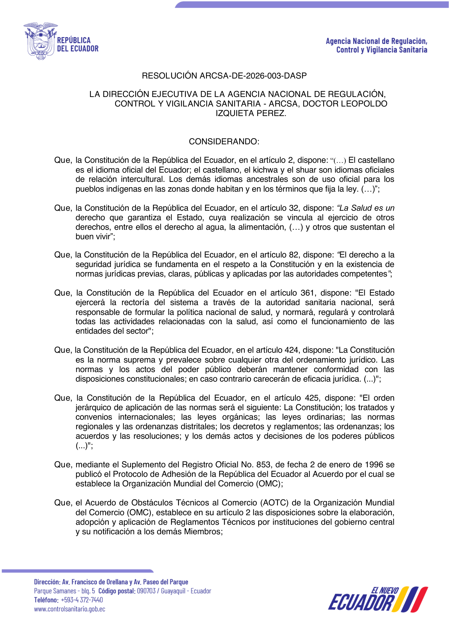 ARCSA-DE-2026-003-DASP — complete original official PDF page 1; source image governs.
