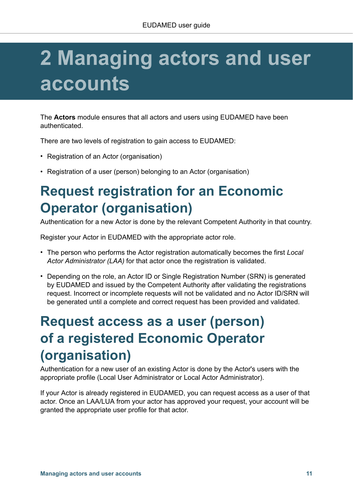 EUDAMED user guide — Production v2.27.0 (2026) — original physical PDF page 14; complete page layout, tables, screenshots and footnotes retained.