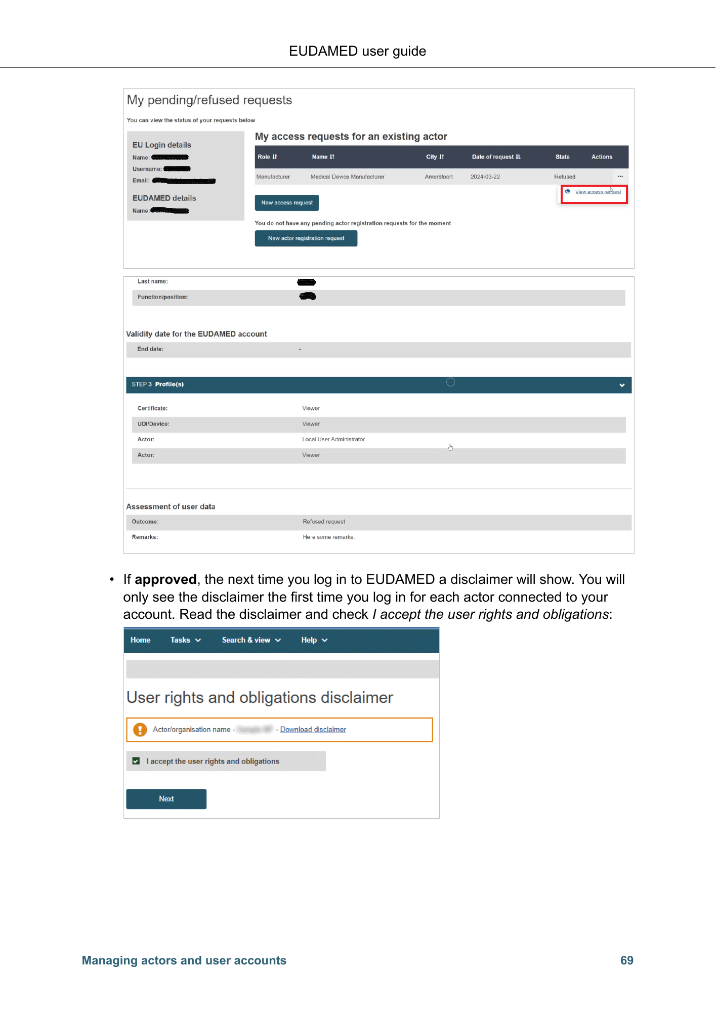 EUDAMED user guide — Production v2.27.0 (2026) — original physical PDF page 72; complete page layout, tables, screenshots and footnotes retained.