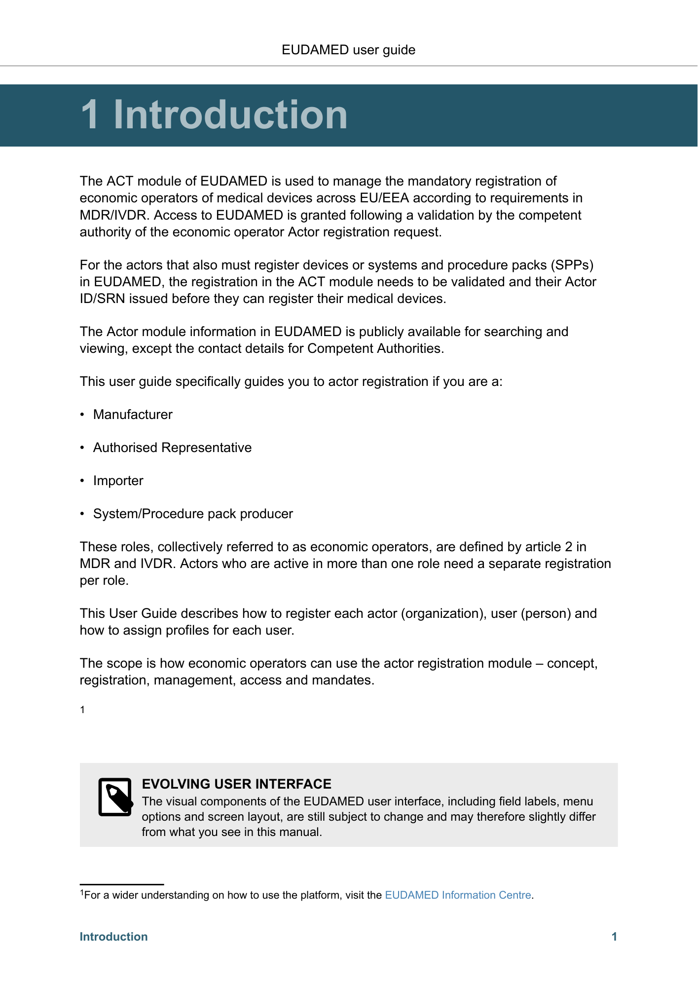 EUDAMED user guide — Production v2.27.0 (2026) — original physical PDF page 4; complete page layout, tables, screenshots and footnotes retained.