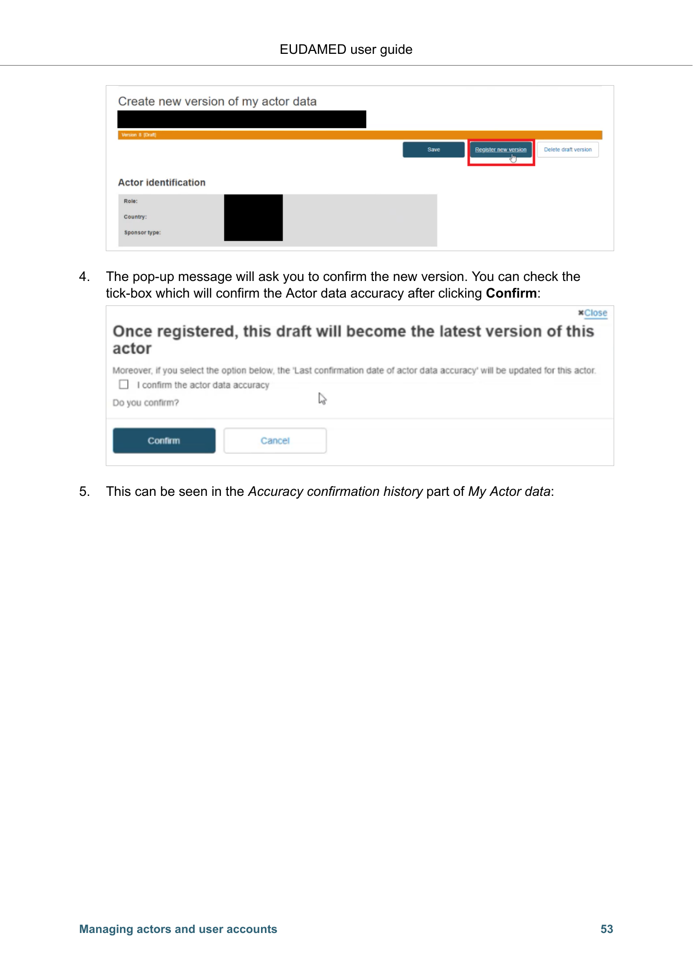 EUDAMED user guide — Production v2.27.0 (2026) — original physical PDF page 56; complete page layout, tables, screenshots and footnotes retained.