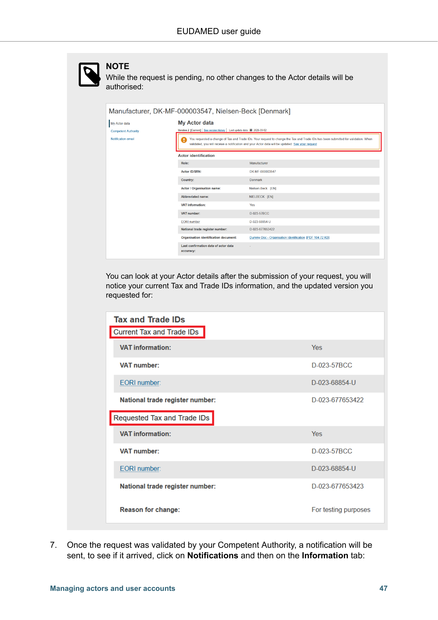 EUDAMED user guide — Production v2.27.0 (2026) — original physical PDF page 50; complete page layout, tables, screenshots and footnotes retained.