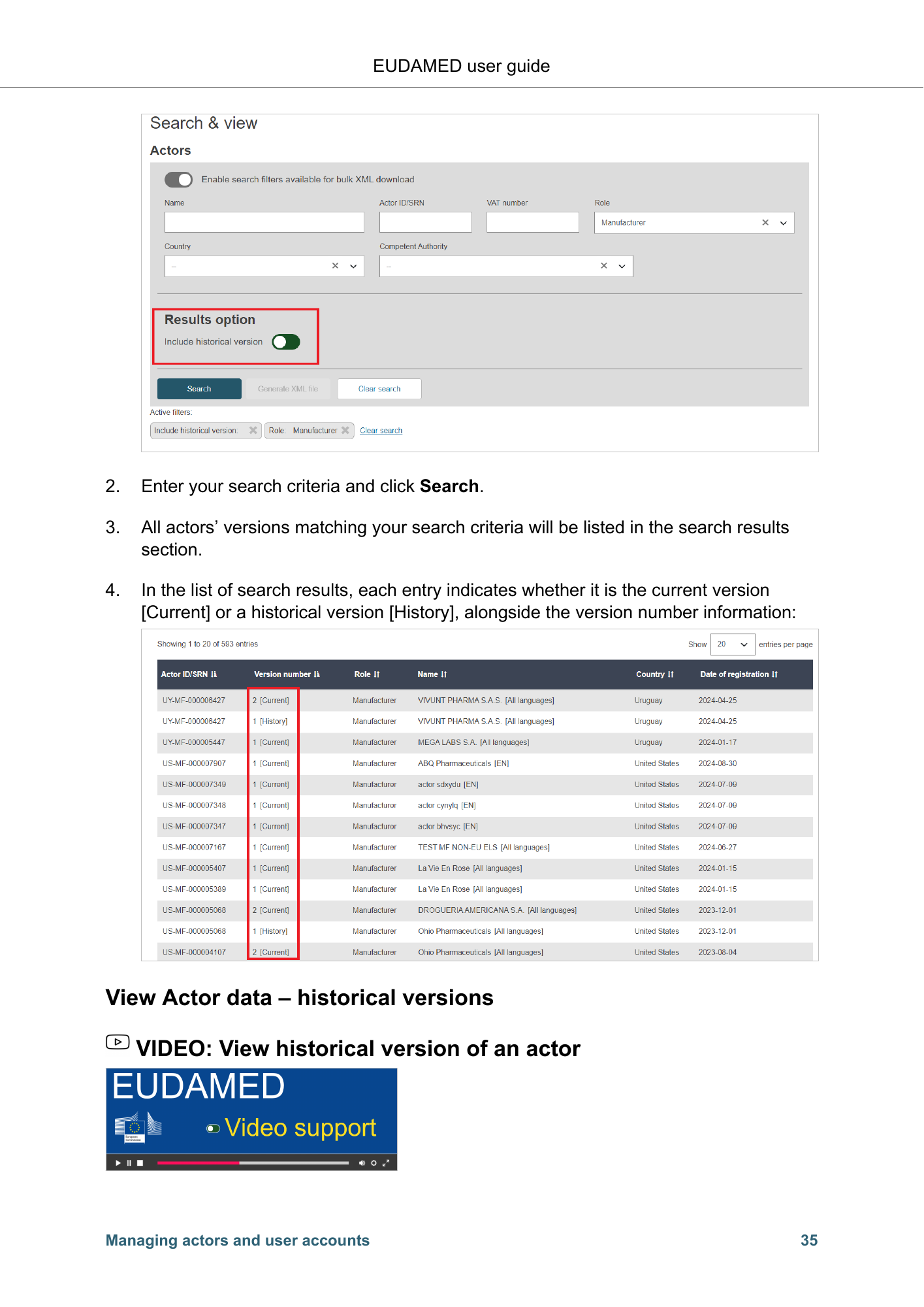 EUDAMED user guide — Production v2.27.0 (2026) — original physical PDF page 38; complete page layout, tables, screenshots and footnotes retained.