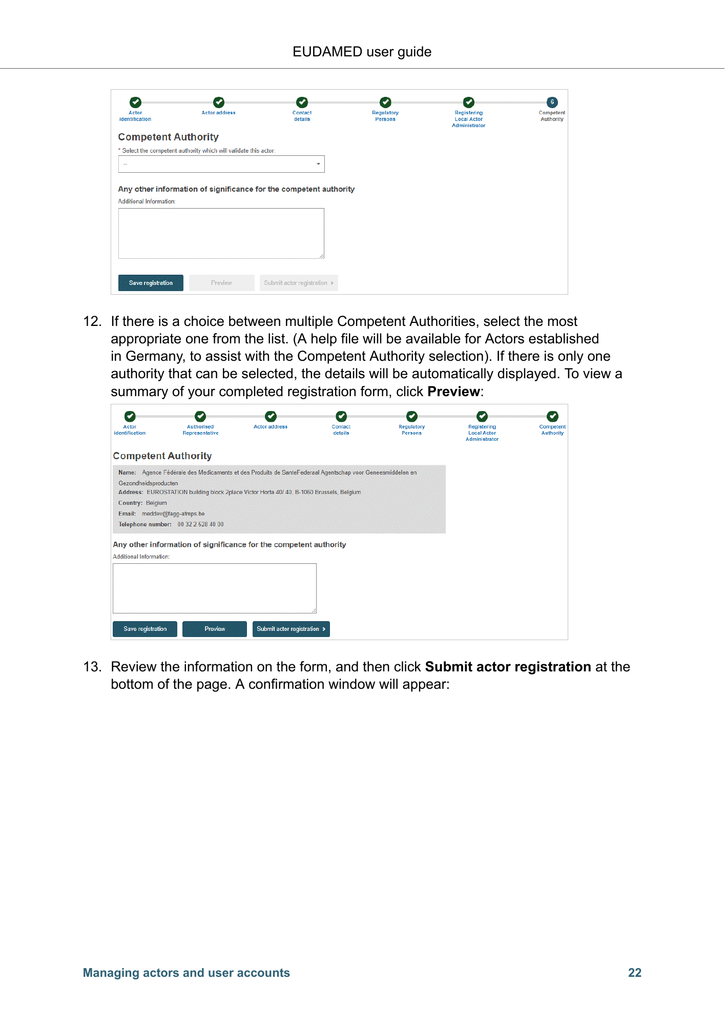 EUDAMED user guide — Production v2.27.0 (2026) — original physical PDF page 25; complete page layout, tables, screenshots and footnotes retained.