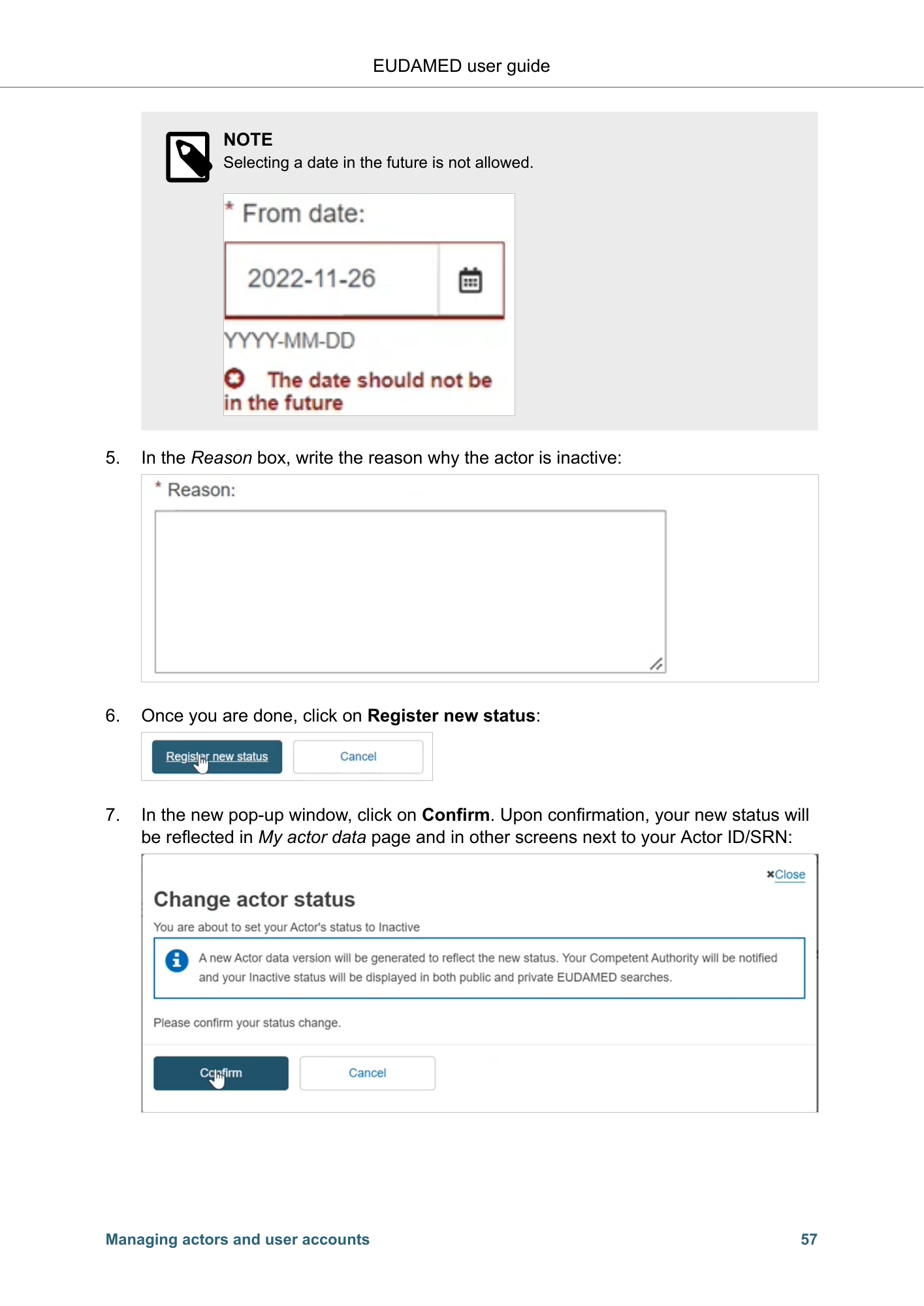 EUDAMED user guide — Production v2.27.0 (2026) — original physical PDF page 60; complete page layout, tables, screenshots and footnotes retained.