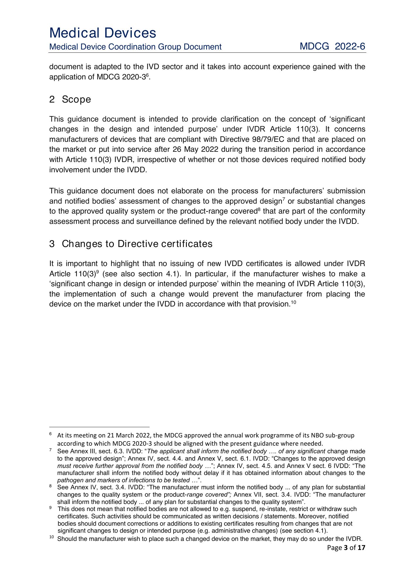 MDCG 2022-6 — original physical PDF page 3; complete page layout, tables, screenshots and footnotes retained.
