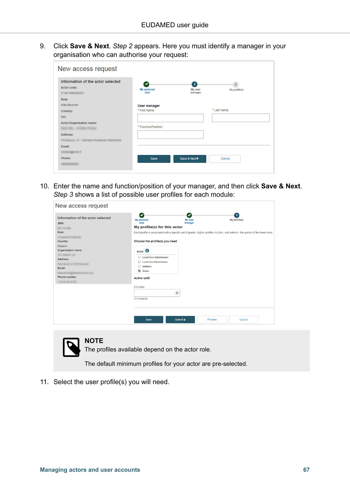 EUDAMED user guide — Production v2.27.0 (2026) — original physical PDF page 70; complete page layout, tables, screenshots and footnotes retained.
