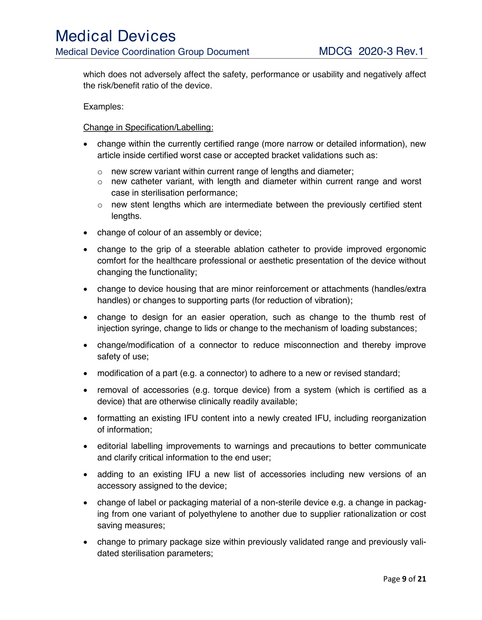 MDCG 2020-3 Rev.1 — original physical PDF page 9; complete page layout, tables, screenshots and footnotes retained.