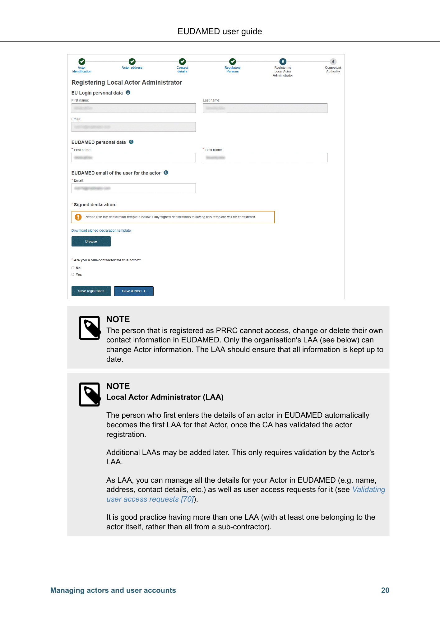 EUDAMED user guide — Production v2.27.0 (2026) — original physical PDF page 23; complete page layout, tables, screenshots and footnotes retained.
