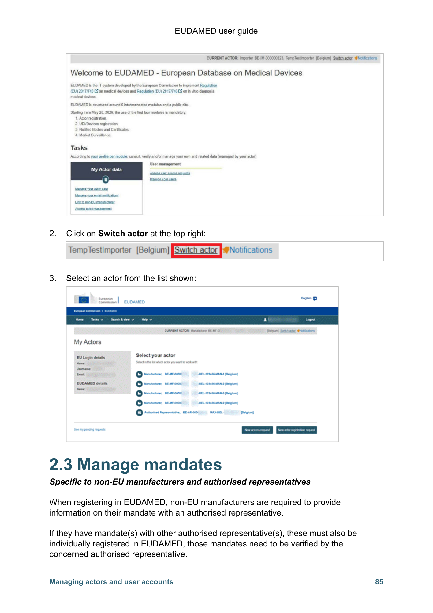 EUDAMED user guide — Production v2.27.0 (2026) — original physical PDF page 88; complete page layout, tables, screenshots and footnotes retained.
