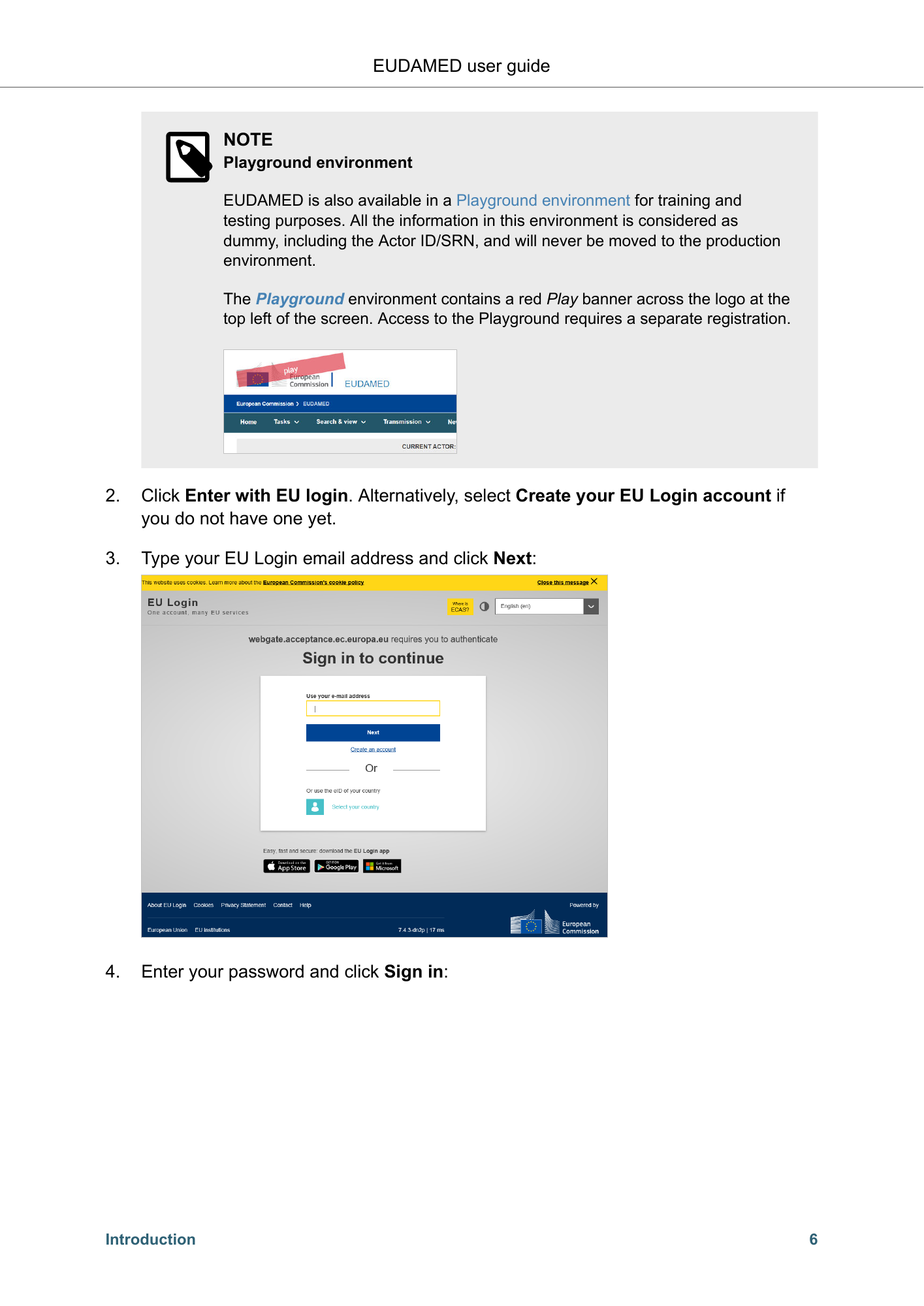 EUDAMED user guide — Production v2.27.0 (2026) — original physical PDF page 9; complete page layout, tables, screenshots and footnotes retained.