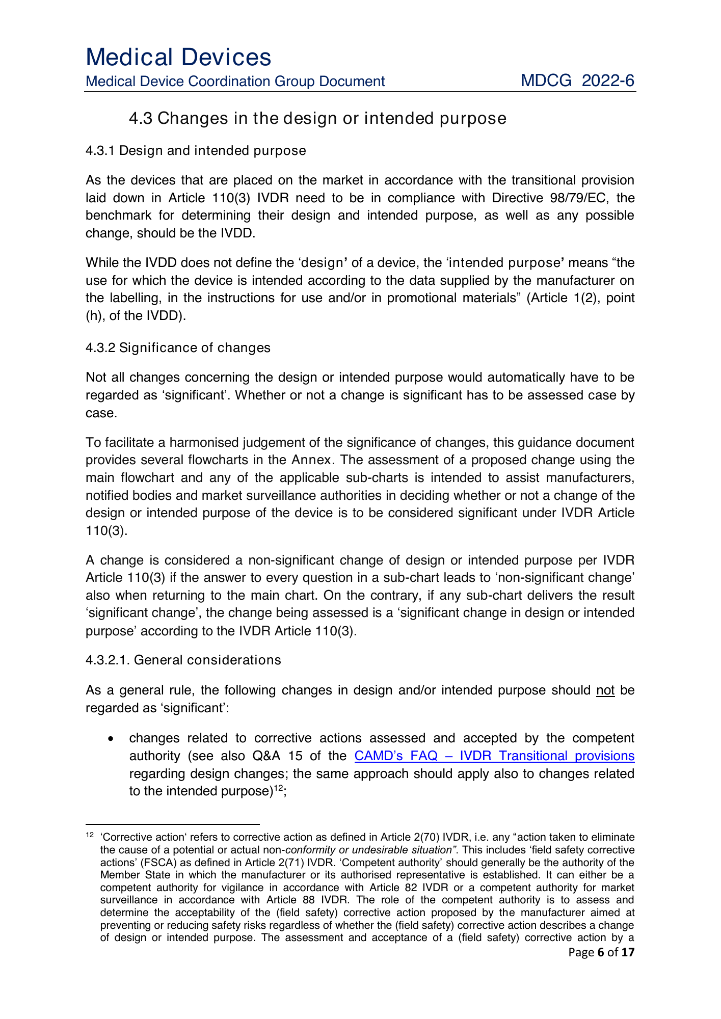 MDCG 2022-6 — original physical PDF page 6; complete page layout, tables, screenshots and footnotes retained.