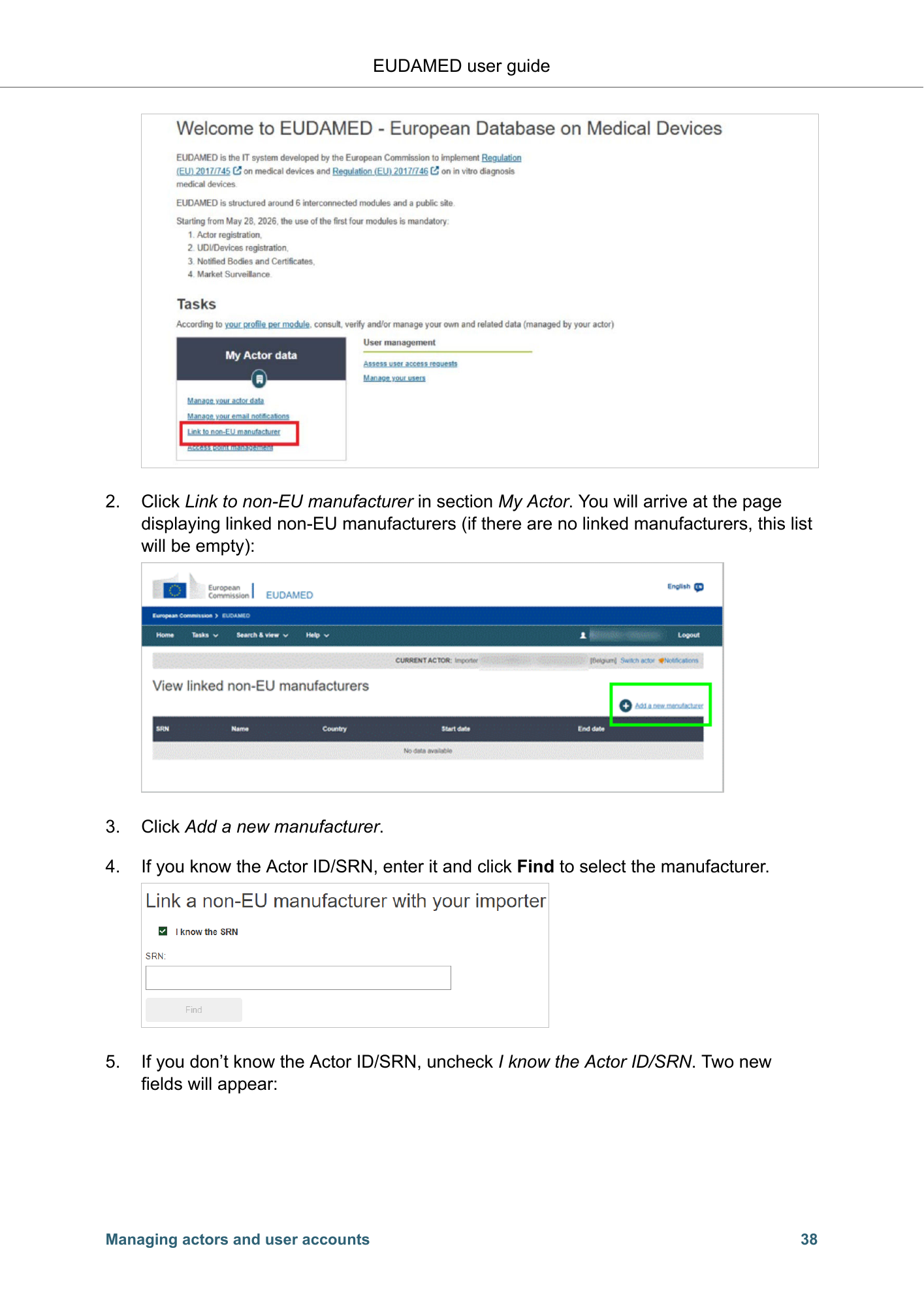 EUDAMED user guide — Production v2.27.0 (2026) — original physical PDF page 41; complete page layout, tables, screenshots and footnotes retained.