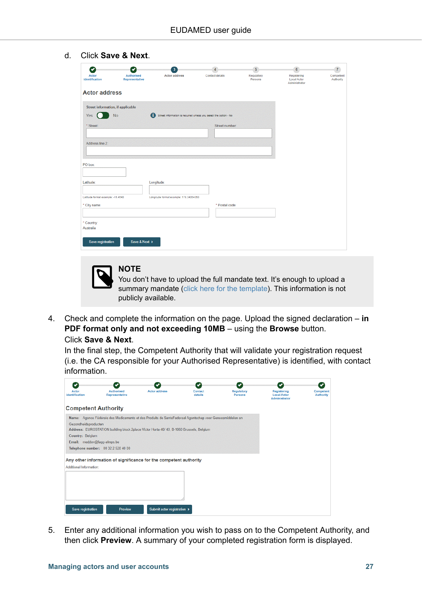 EUDAMED user guide — Production v2.27.0 (2026) — original physical PDF page 30; complete page layout, tables, screenshots and footnotes retained.