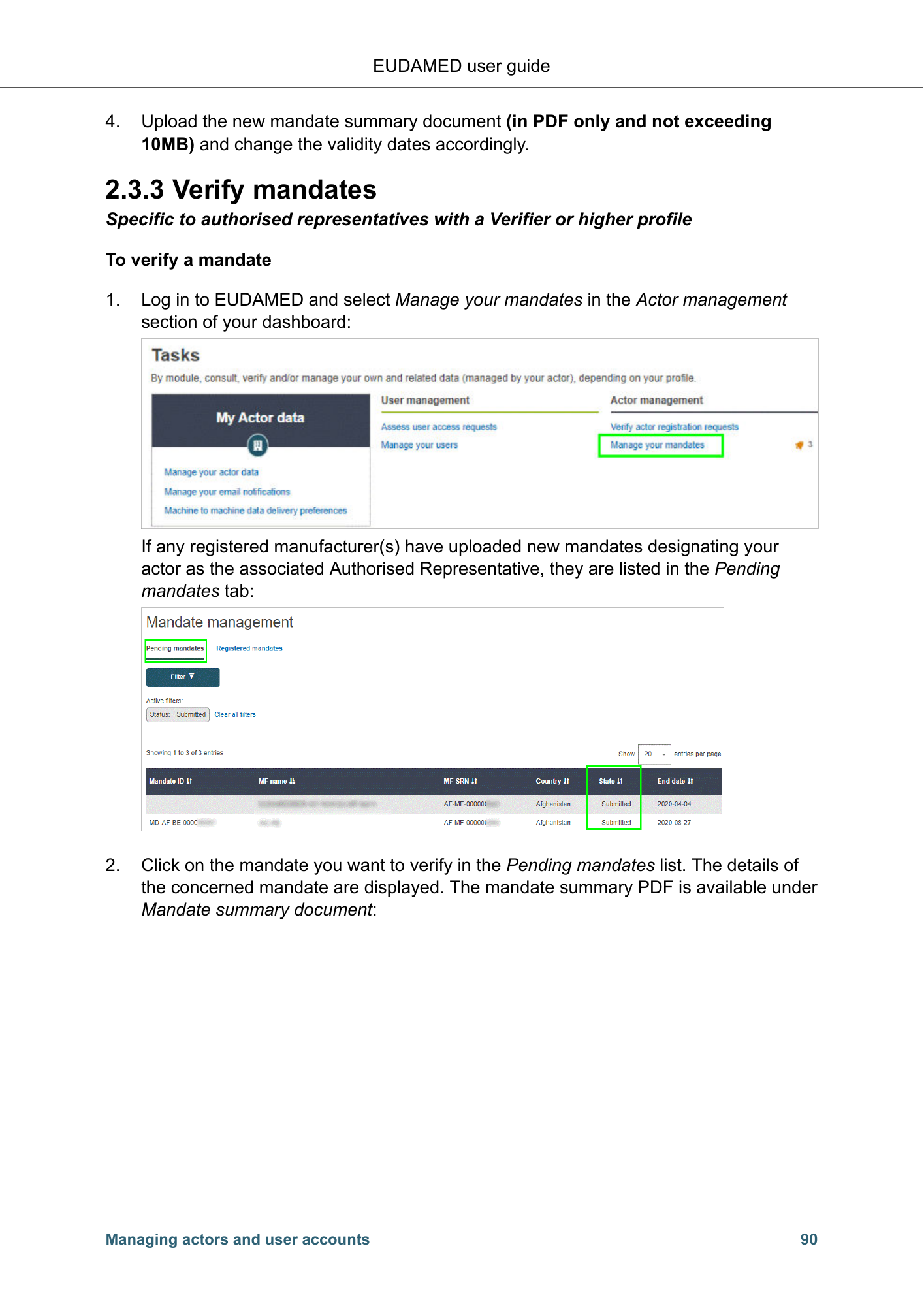 EUDAMED user guide — Production v2.27.0 (2026) — original physical PDF page 93; complete page layout, tables, screenshots and footnotes retained.