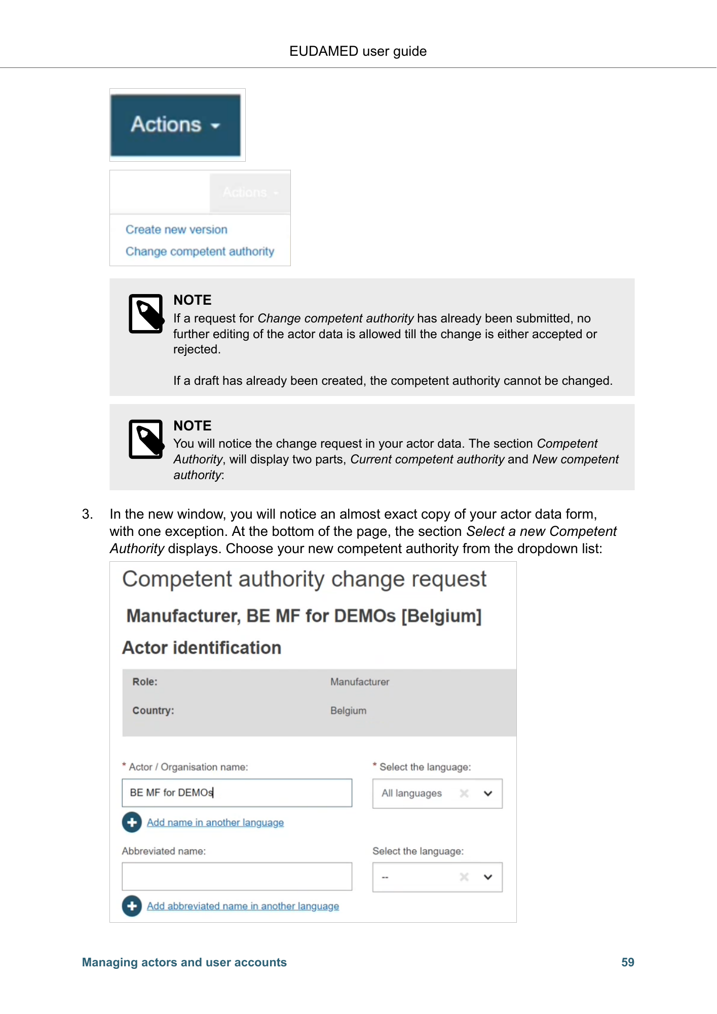 EUDAMED user guide — Production v2.27.0 (2026) — original physical PDF page 62; complete page layout, tables, screenshots and footnotes retained.