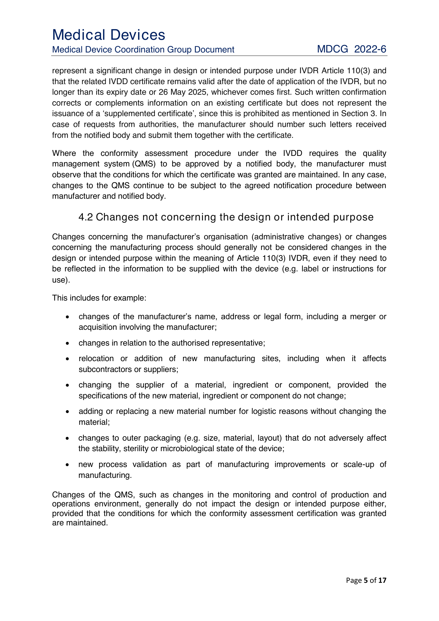MDCG 2022-6 — original physical PDF page 5; complete page layout, tables, screenshots and footnotes retained.