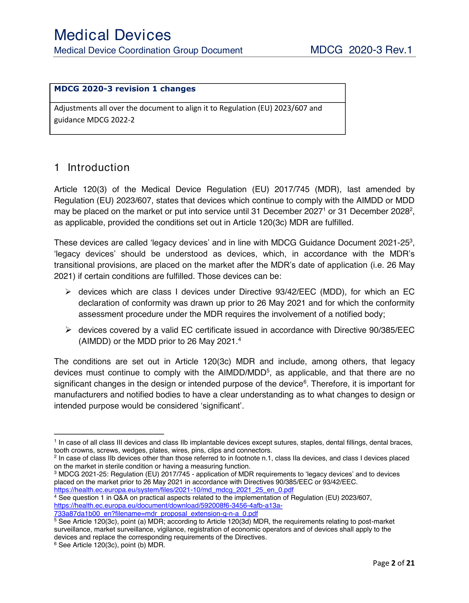 MDCG 2020-3 Rev.1 — original physical PDF page 2; complete page layout, tables, screenshots and footnotes retained.