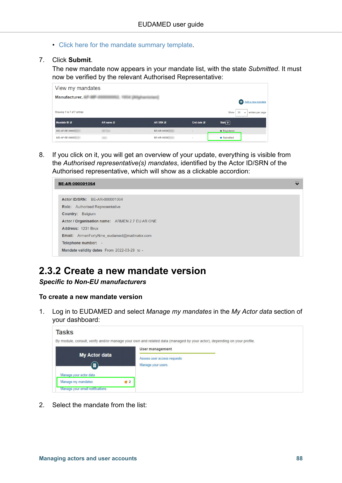 EUDAMED user guide — Production v2.27.0 (2026) — original physical PDF page 91; complete page layout, tables, screenshots and footnotes retained.