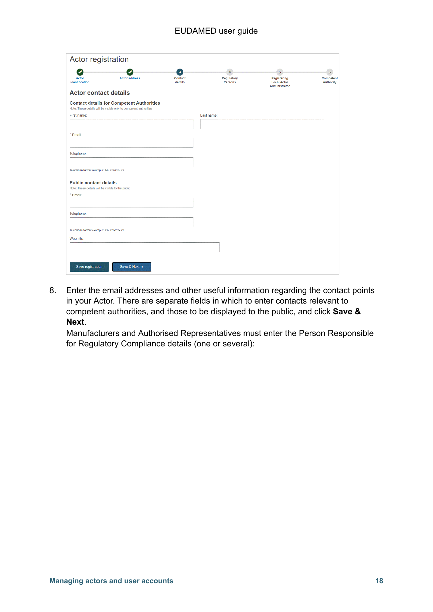 EUDAMED user guide — Production v2.27.0 (2026) — original physical PDF page 21; complete page layout, tables, screenshots and footnotes retained.