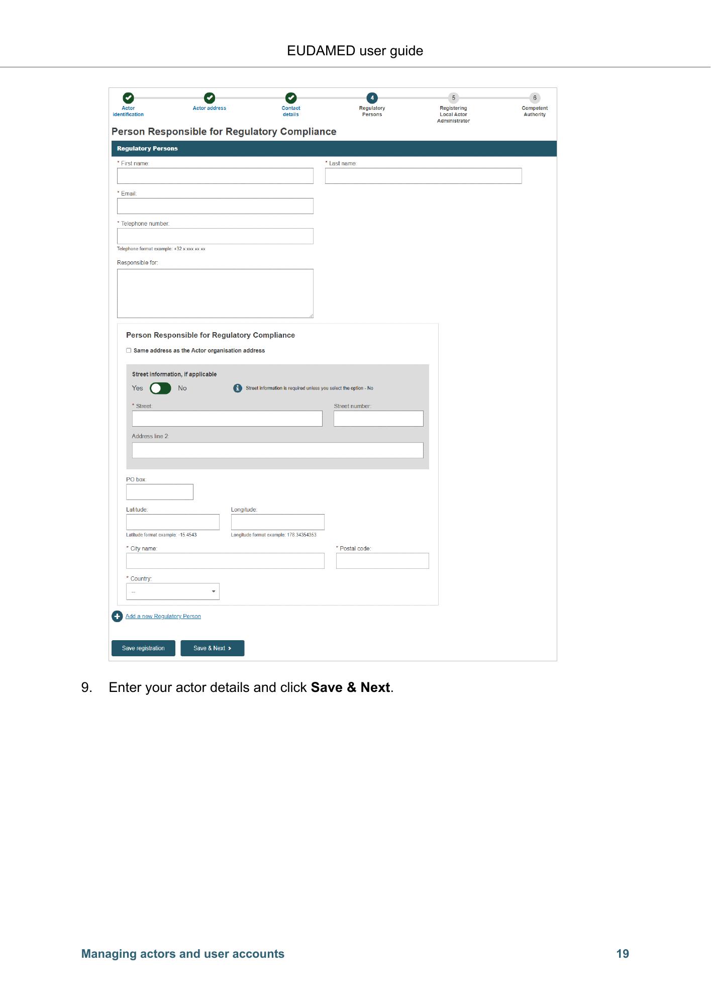 EUDAMED user guide — Production v2.27.0 (2026) — original physical PDF page 22; complete page layout, tables, screenshots and footnotes retained.