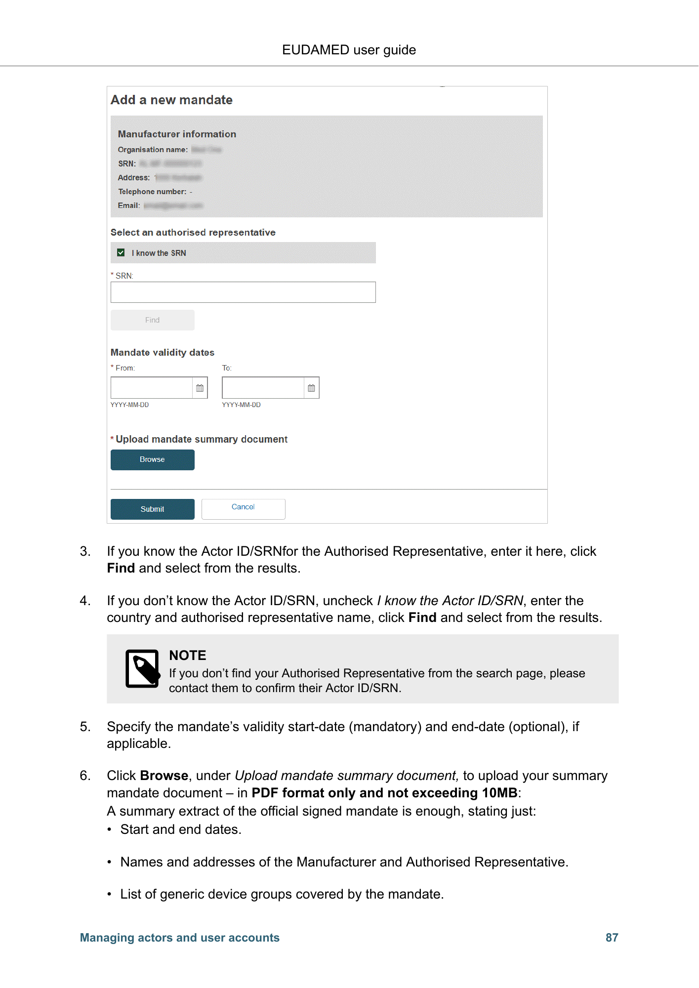 EUDAMED user guide — Production v2.27.0 (2026) — original physical PDF page 90; complete page layout, tables, screenshots and footnotes retained.