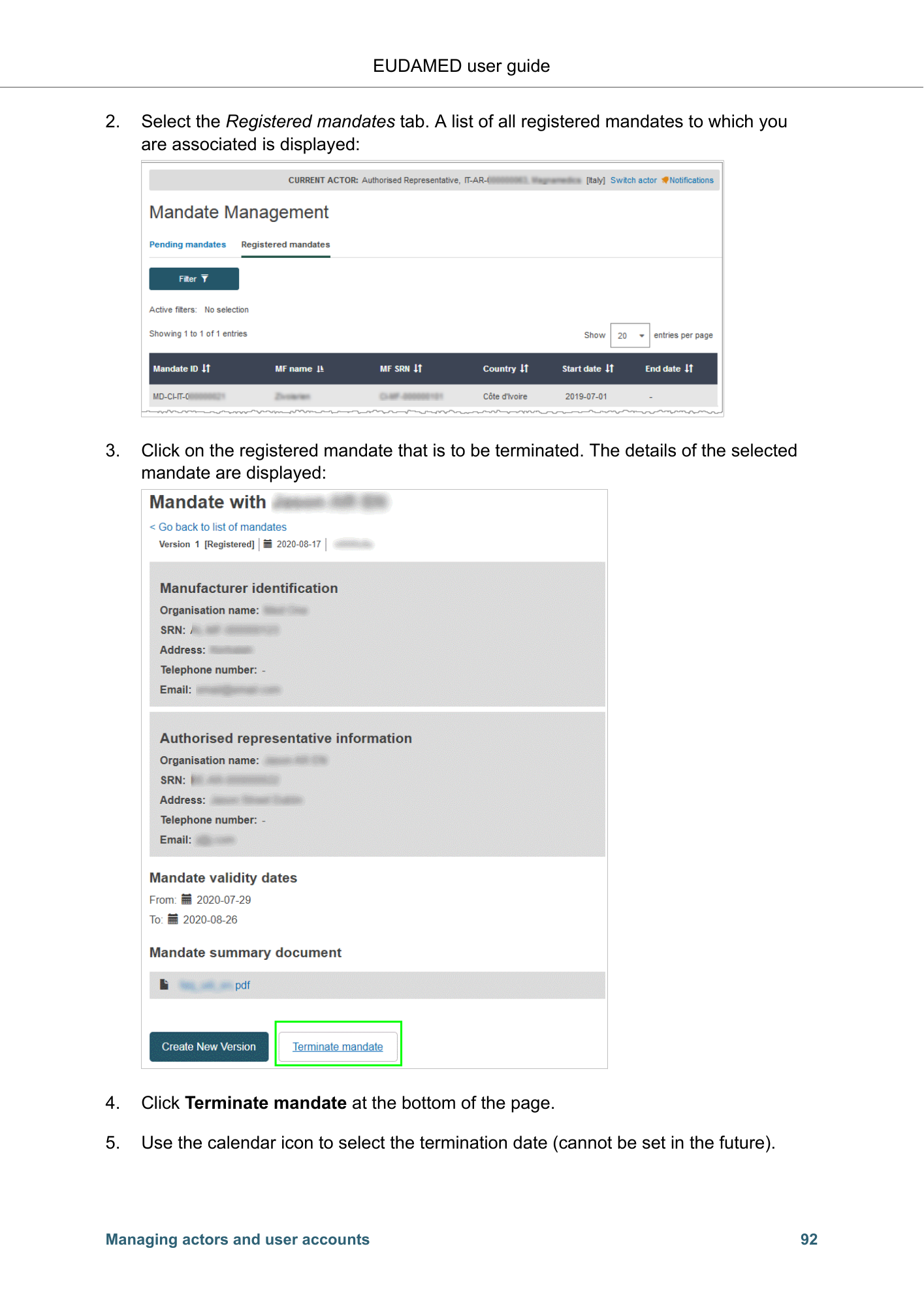 EUDAMED user guide — Production v2.27.0 (2026) — original physical PDF page 95; complete page layout, tables, screenshots and footnotes retained.