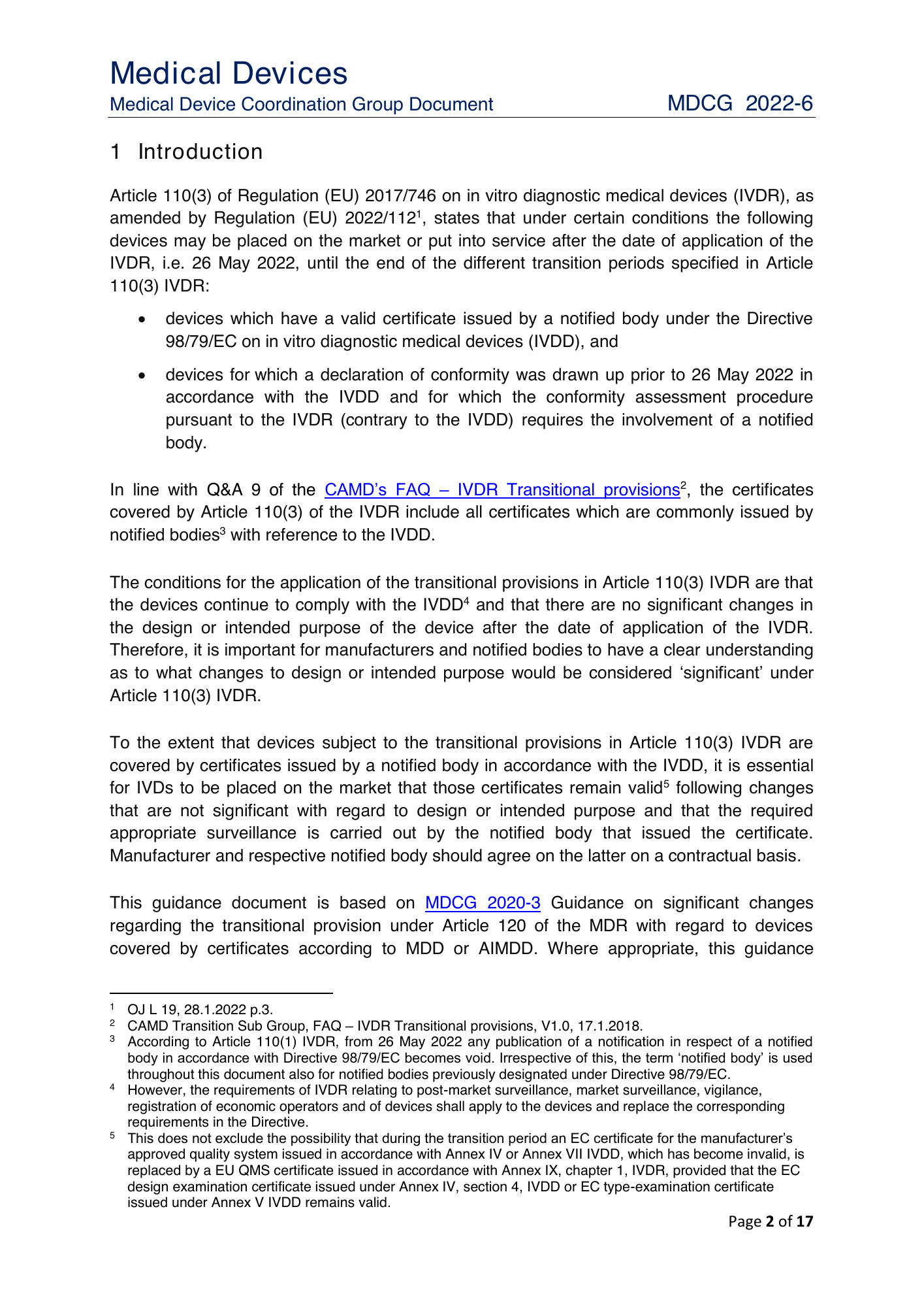 MDCG 2022-6 — original physical PDF page 2; complete page layout, tables, screenshots and footnotes retained.