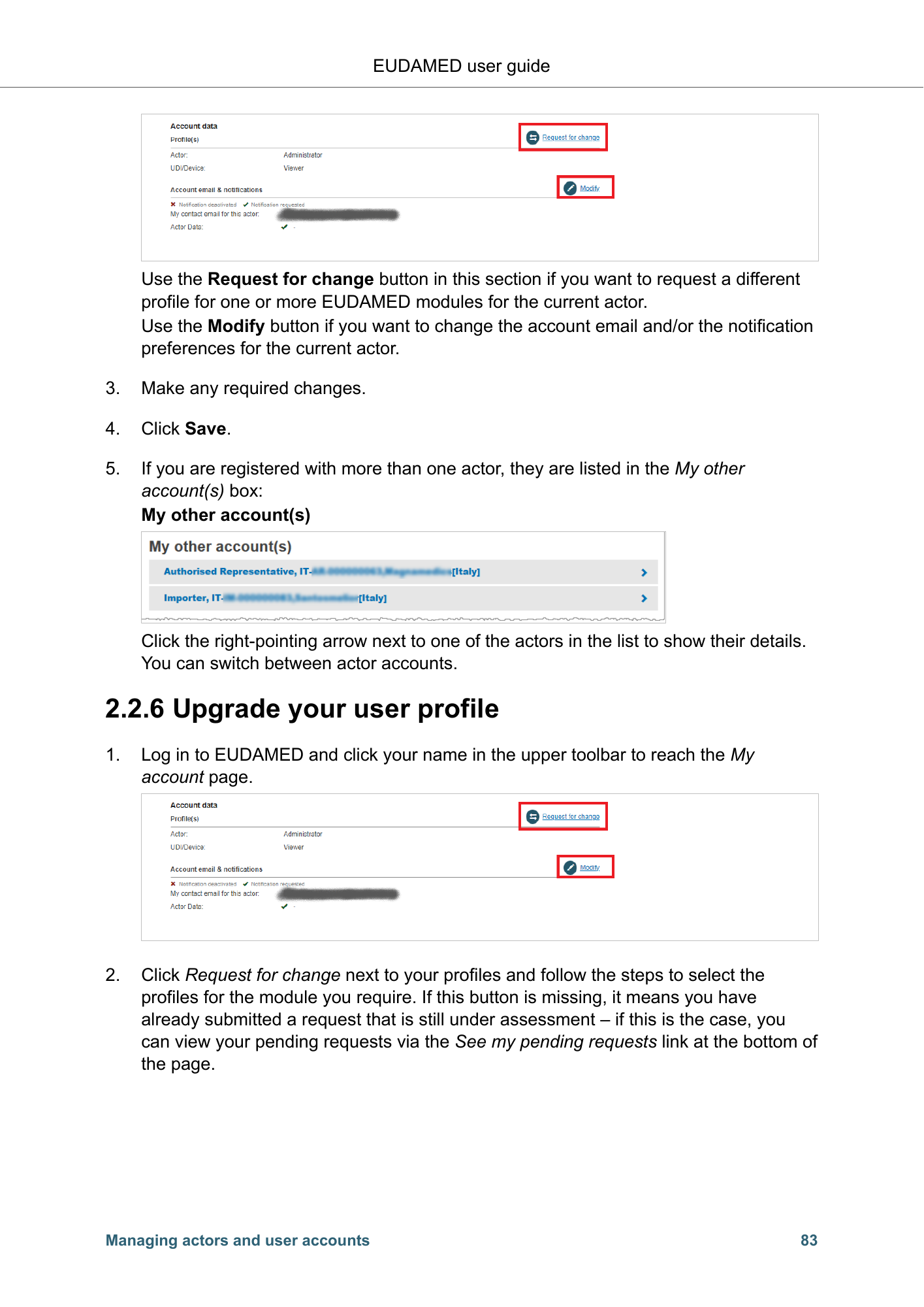 EUDAMED user guide — Production v2.27.0 (2026) — original physical PDF page 86; complete page layout, tables, screenshots and footnotes retained.