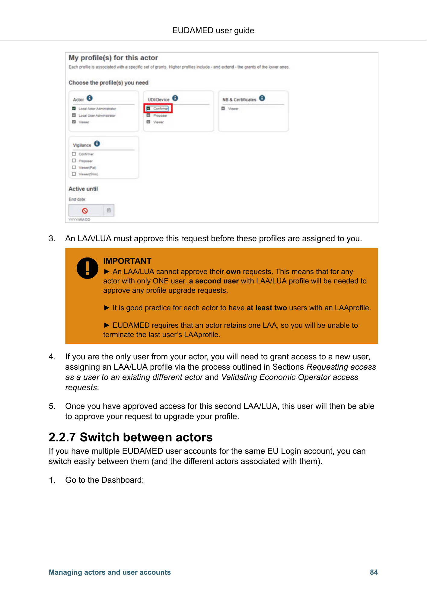 EUDAMED user guide — Production v2.27.0 (2026) — original physical PDF page 87; complete page layout, tables, screenshots and footnotes retained.
